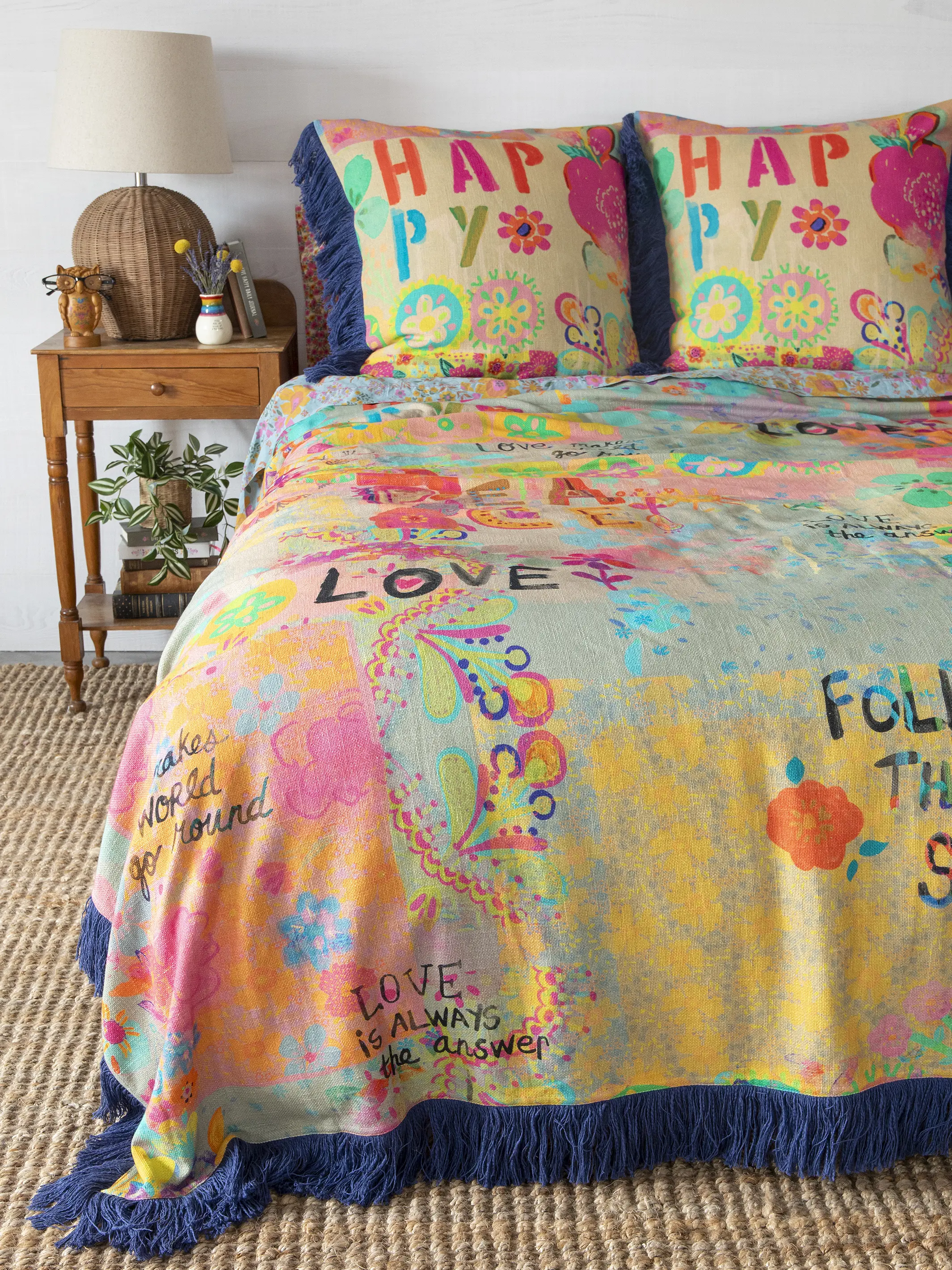 Cotton Matty Fringe Bedspread - Life Is A Canvas