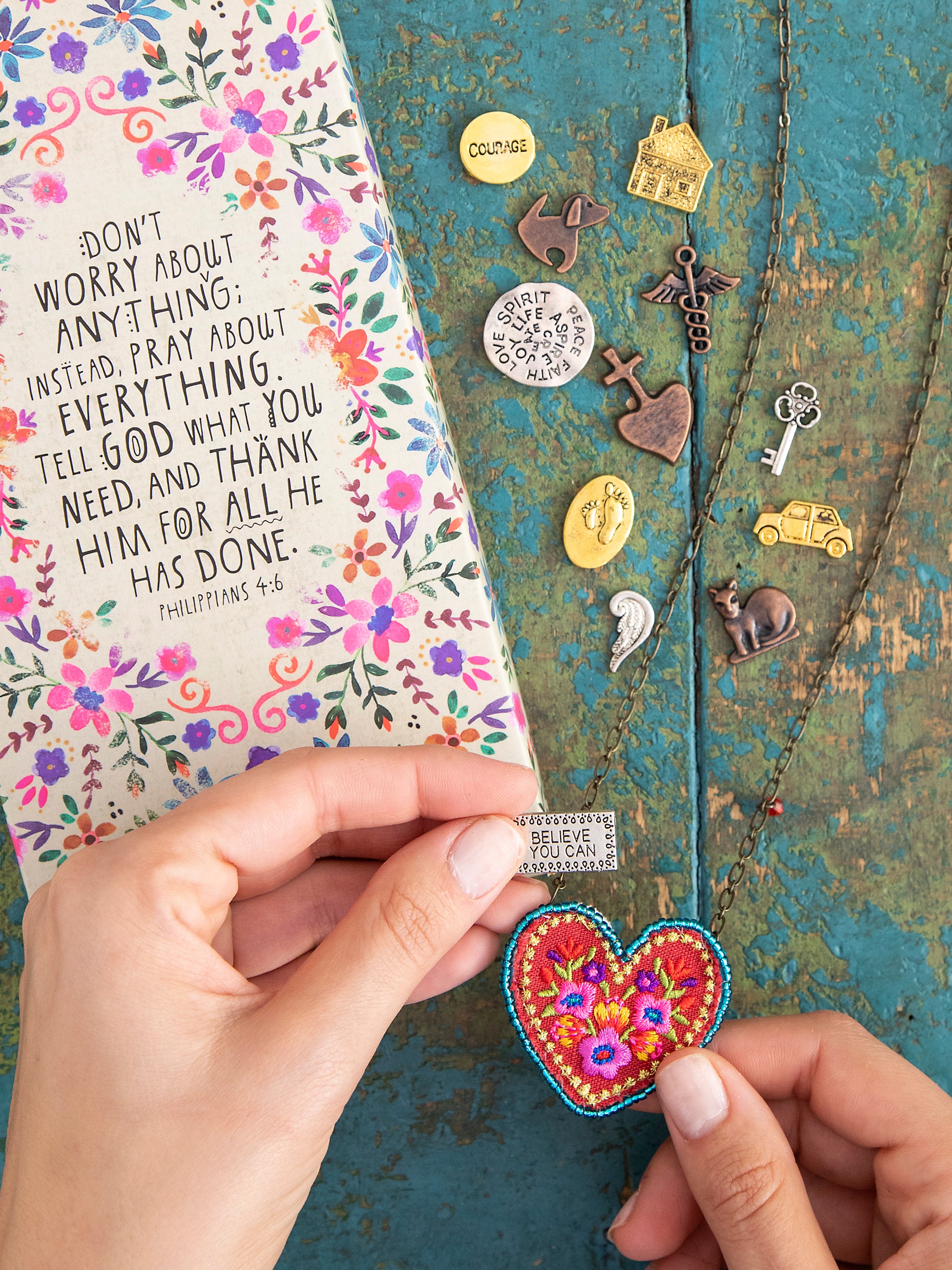 Prayer Pocket Charm Necklace - Heart