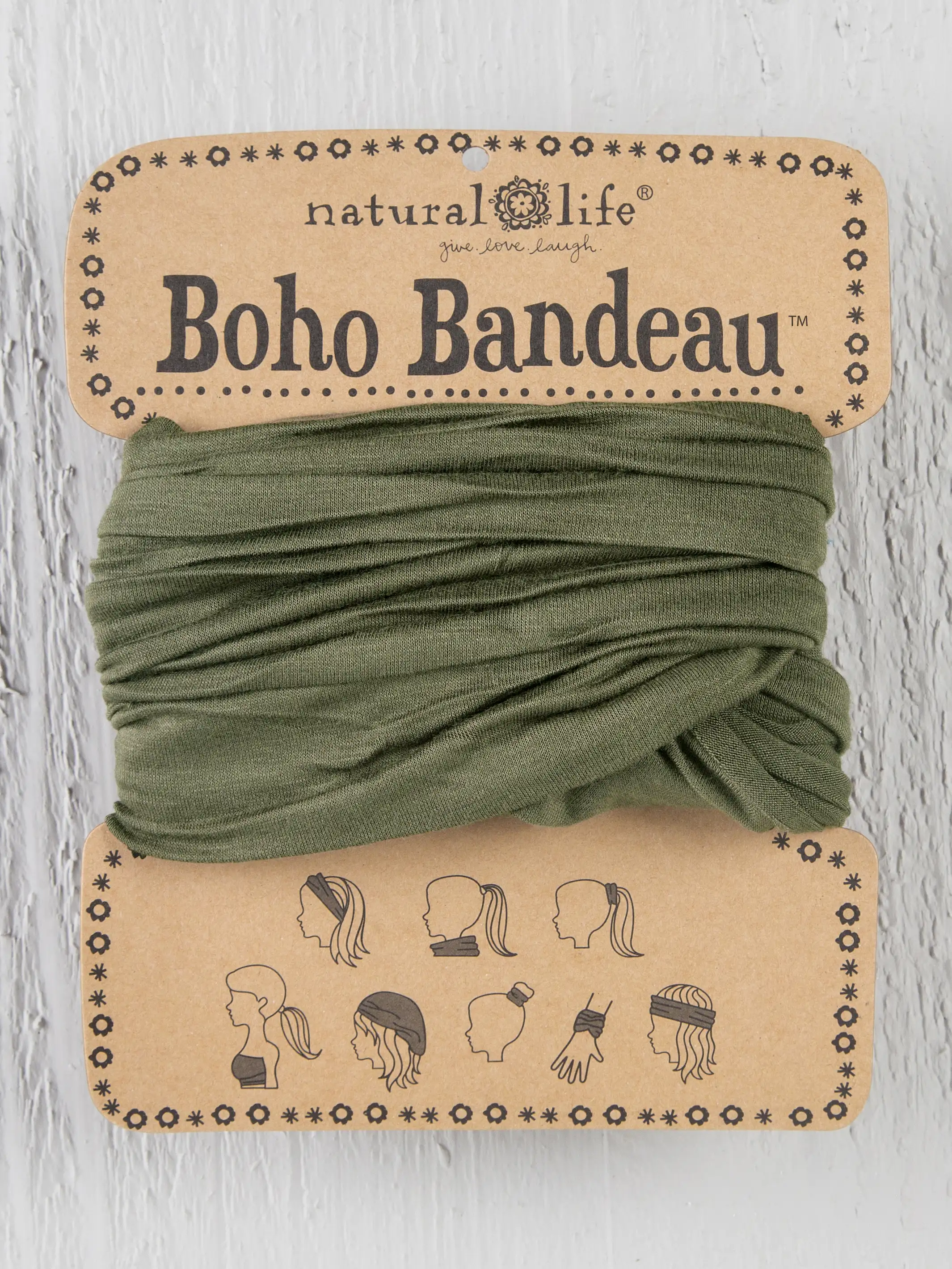 Solid Boho Bandeau Headband - Olive