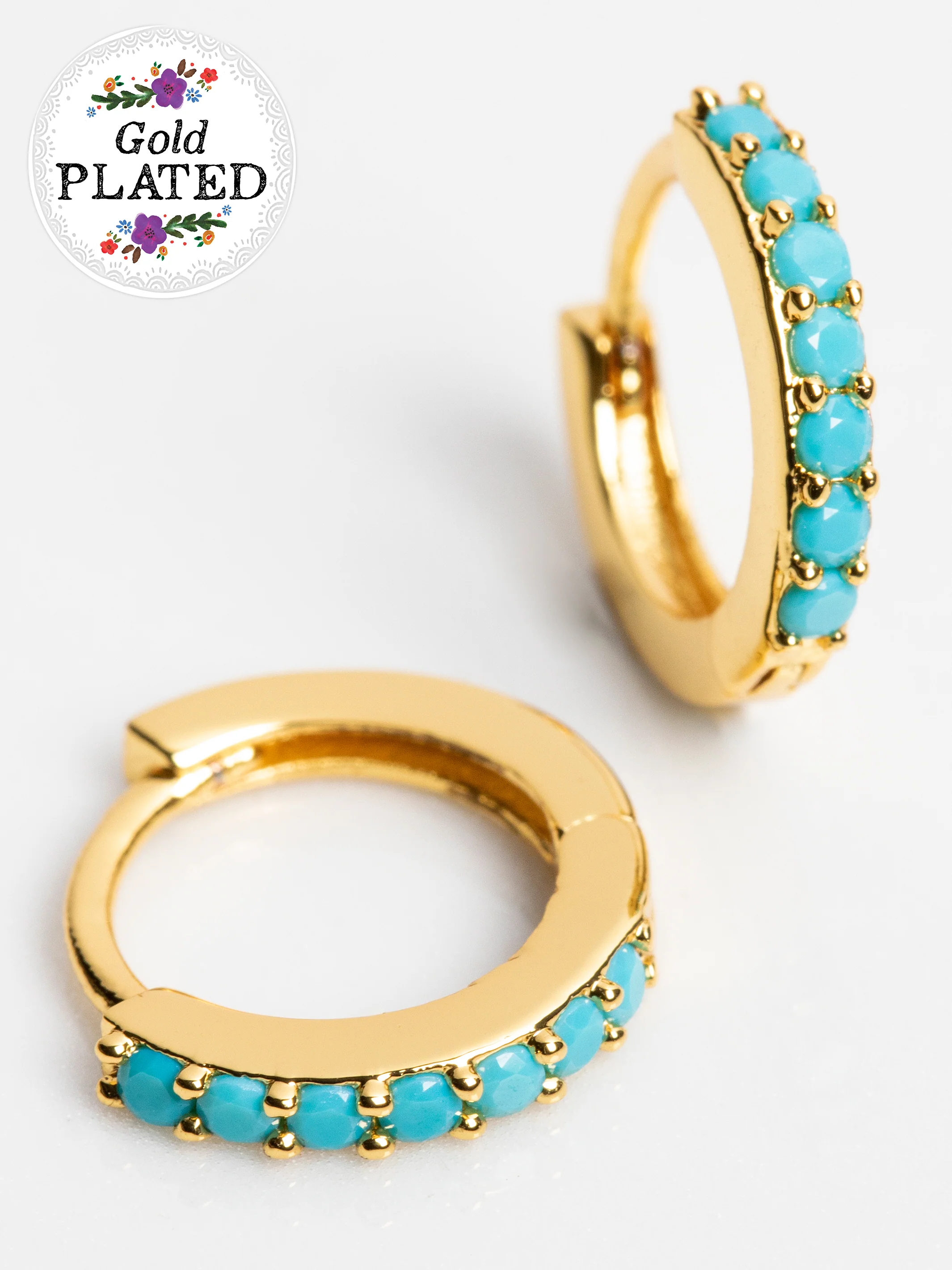 Huggie Hoop Earrings - Turquoise