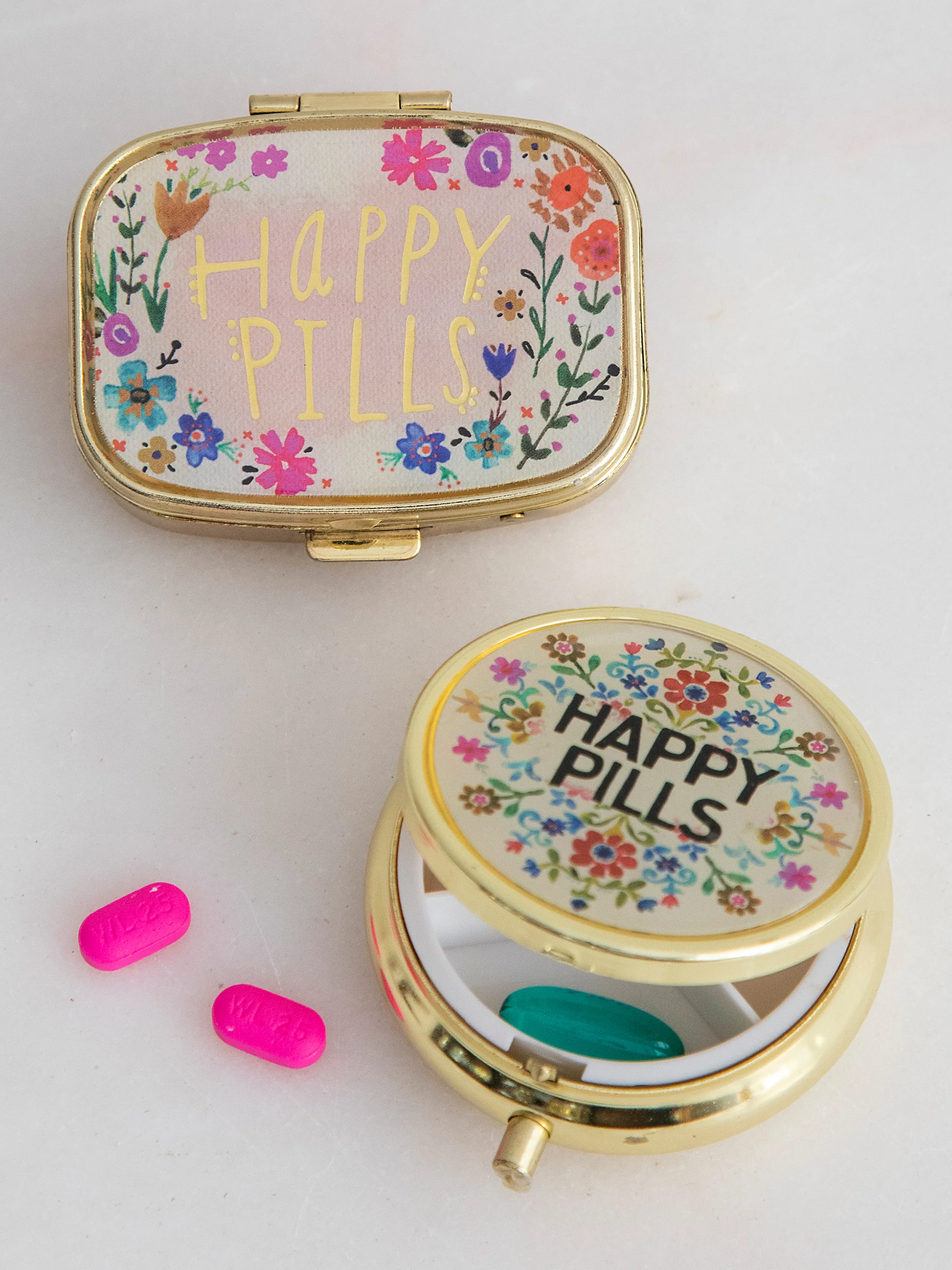Pill Box Holder - Happy Pills Square