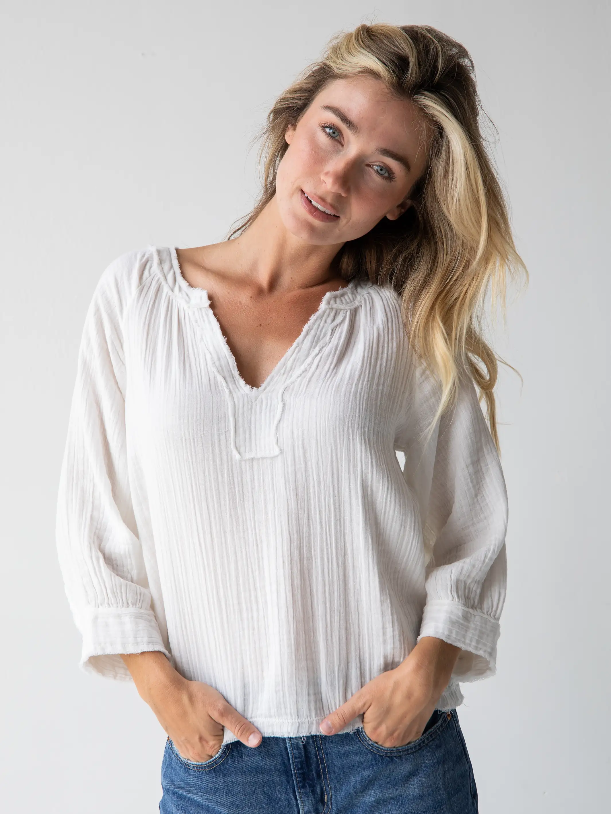 Robyn Gauze Top - White