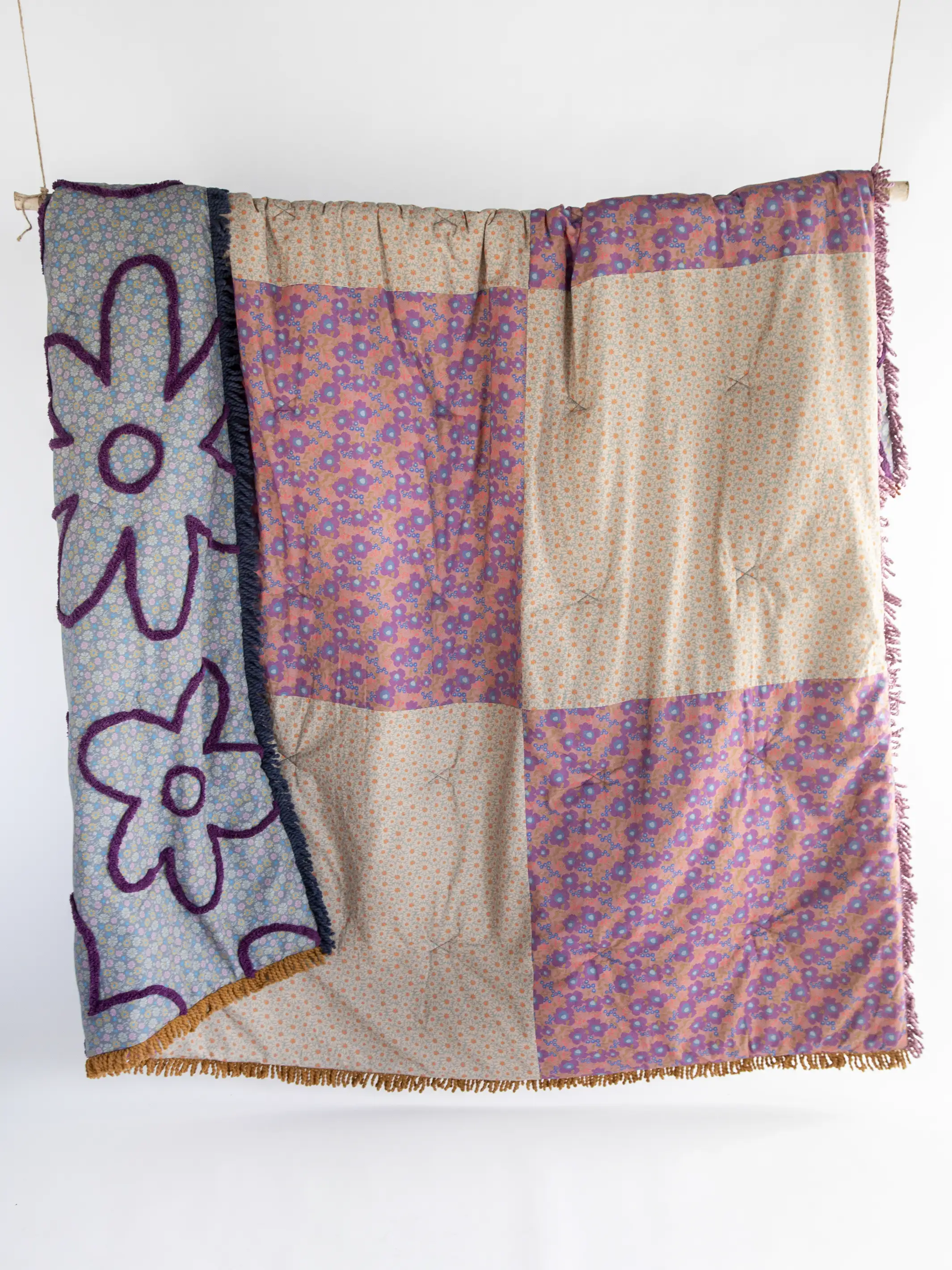 Boho Tufted Reversible Bed Cover - Calico