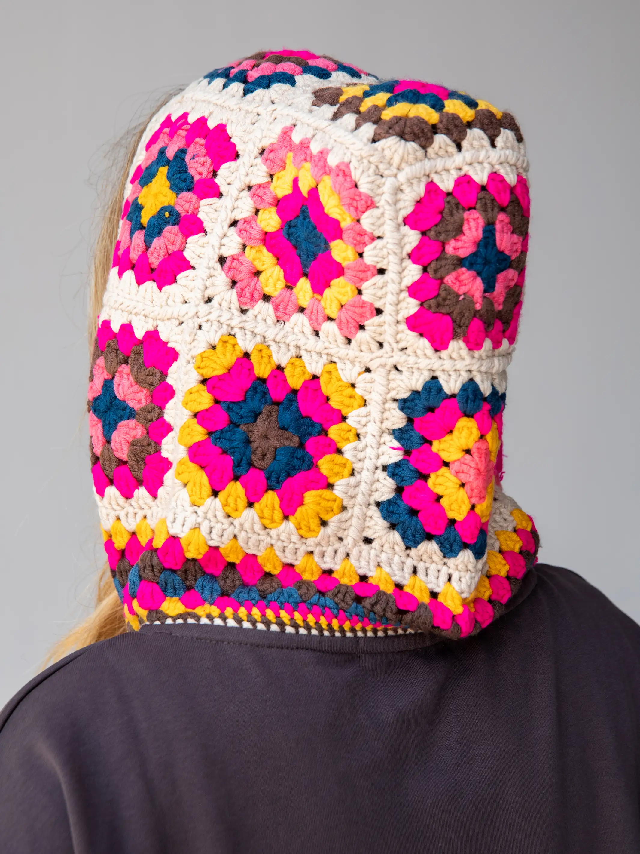 Crochet Hood Sweatshirt - Charcoal