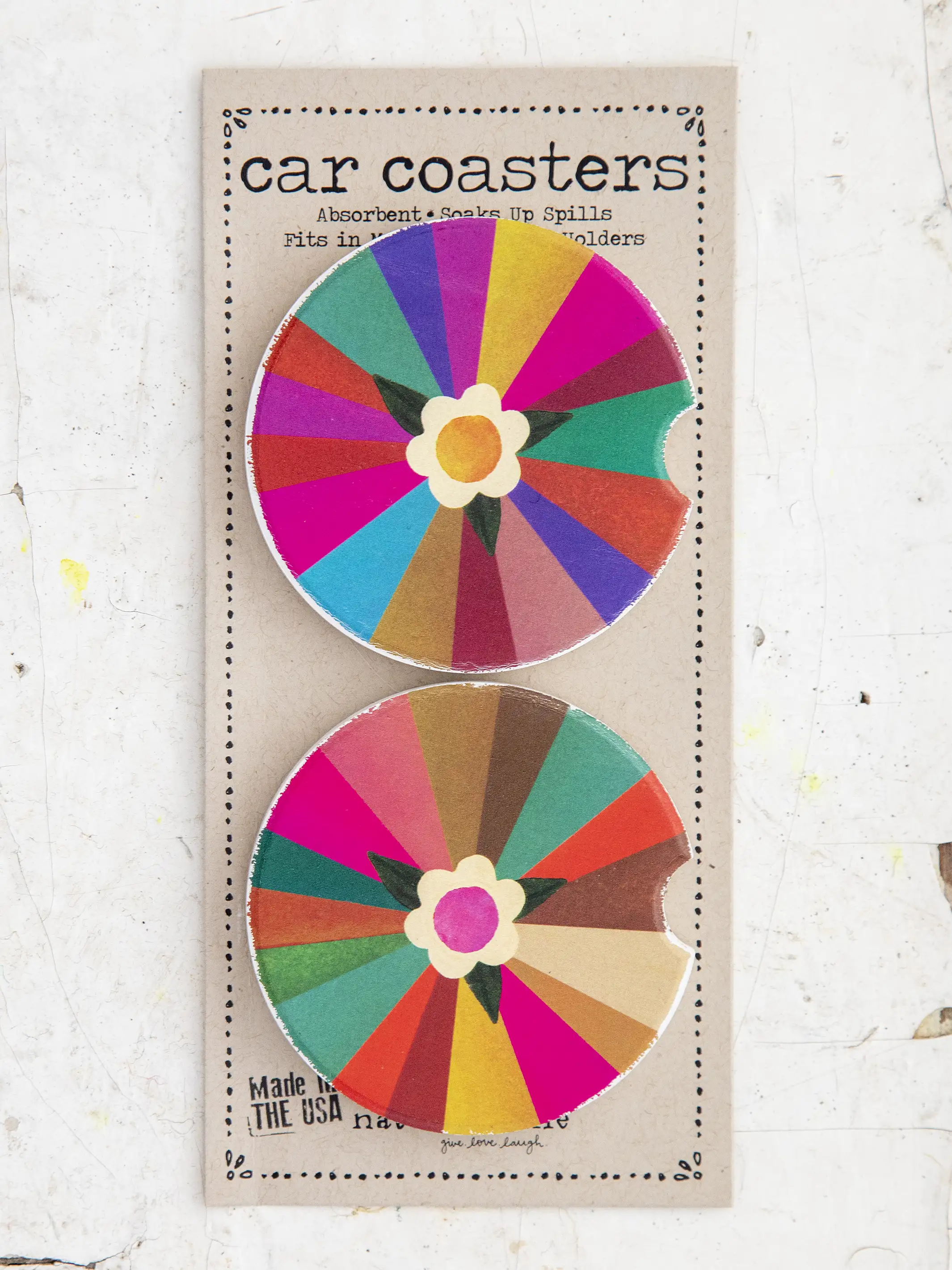 Car Coasters, Set of 2 - Rainbow
