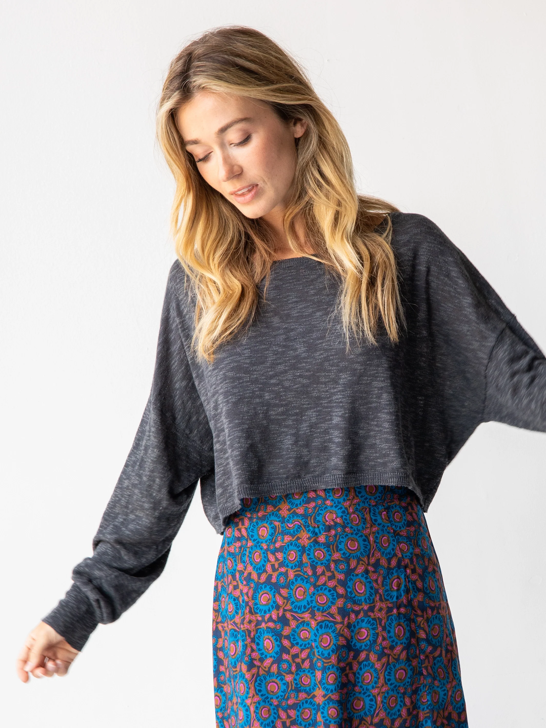 Ellie Cropped Pullover - Charcoal