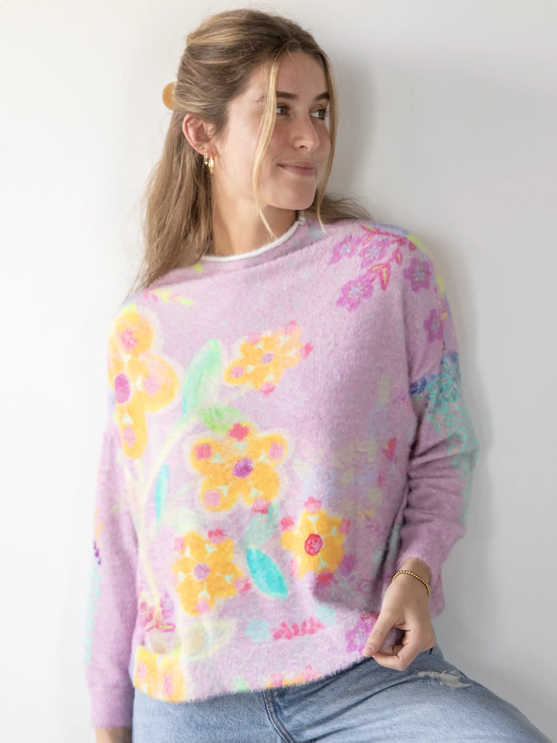 Cashmere-Like Fuzzy Pullover Sweater - Lavender