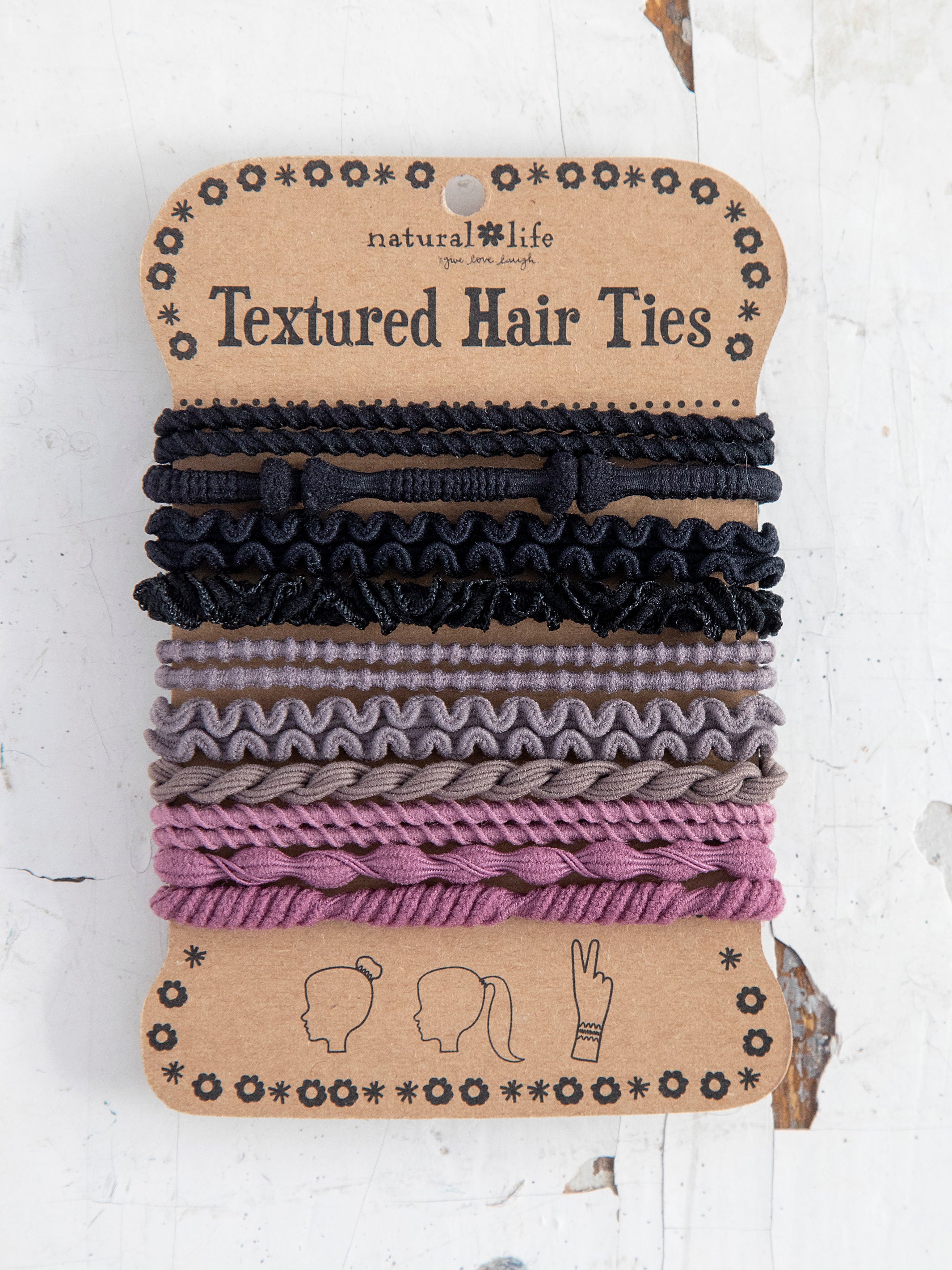 Textured Hair Ties, Set of 10 - Tan