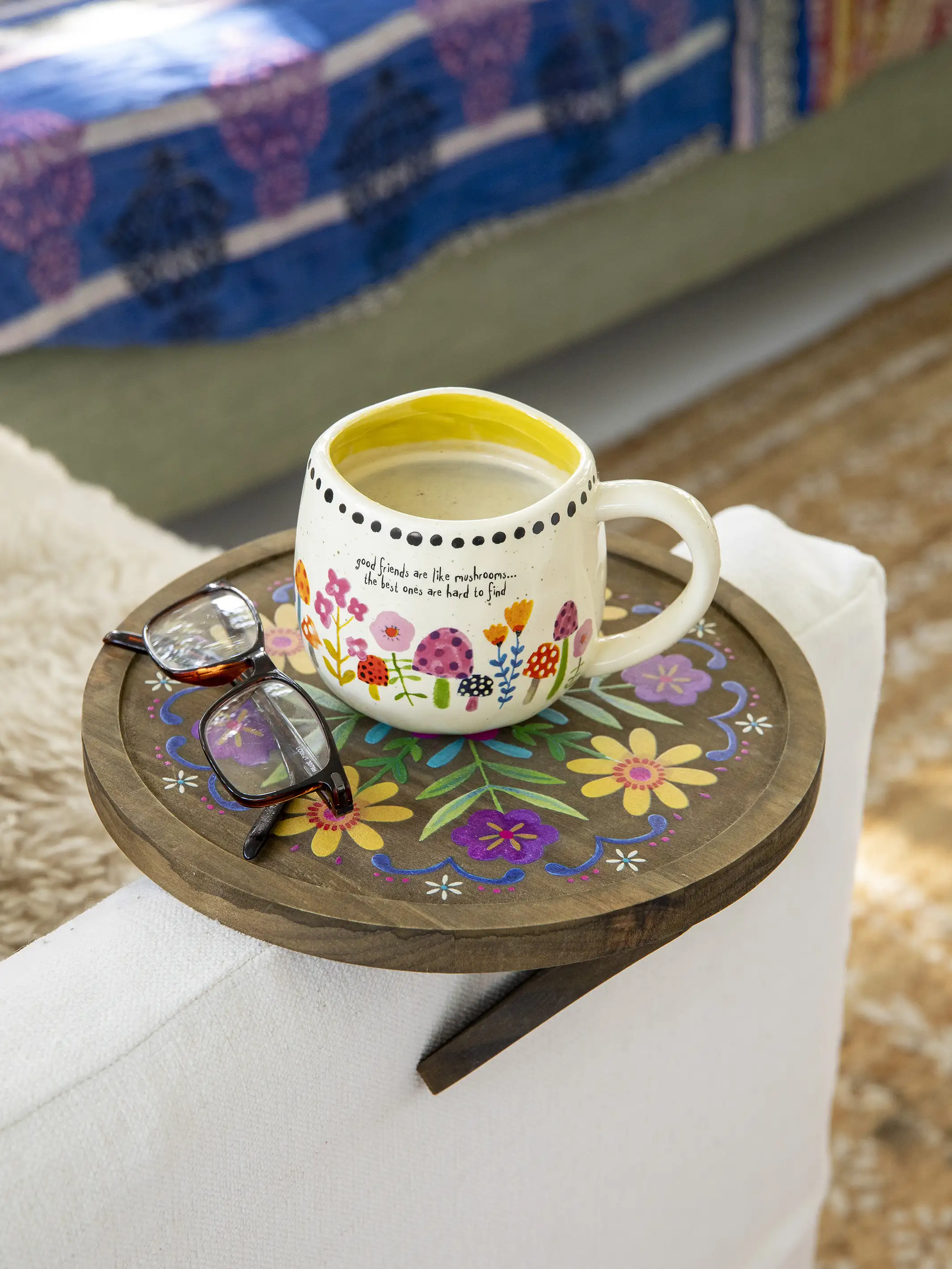 Clip On Sofa Tray Table - Folk Flower