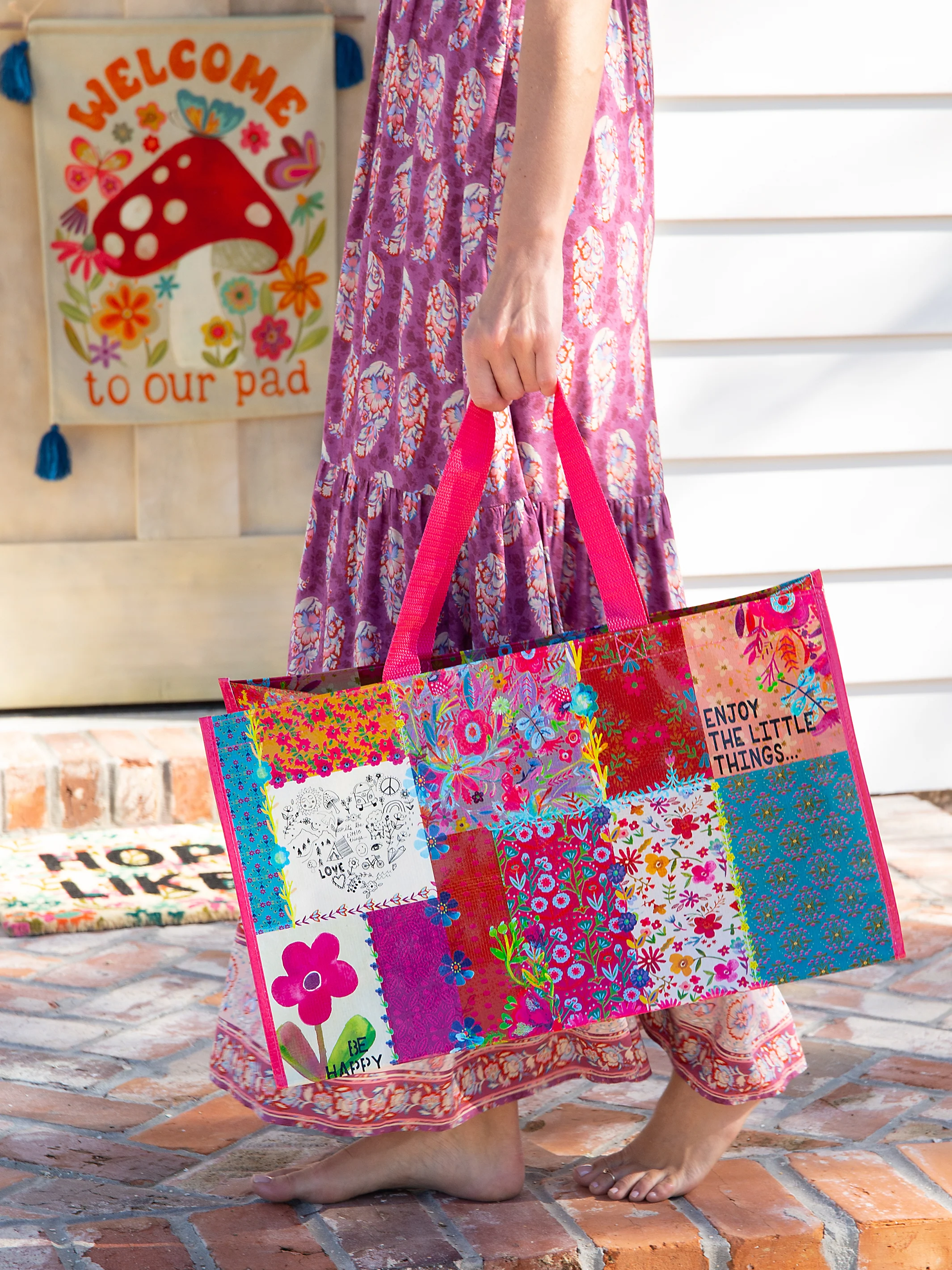 Carry All Tote Bag - Patchwork Be Happy