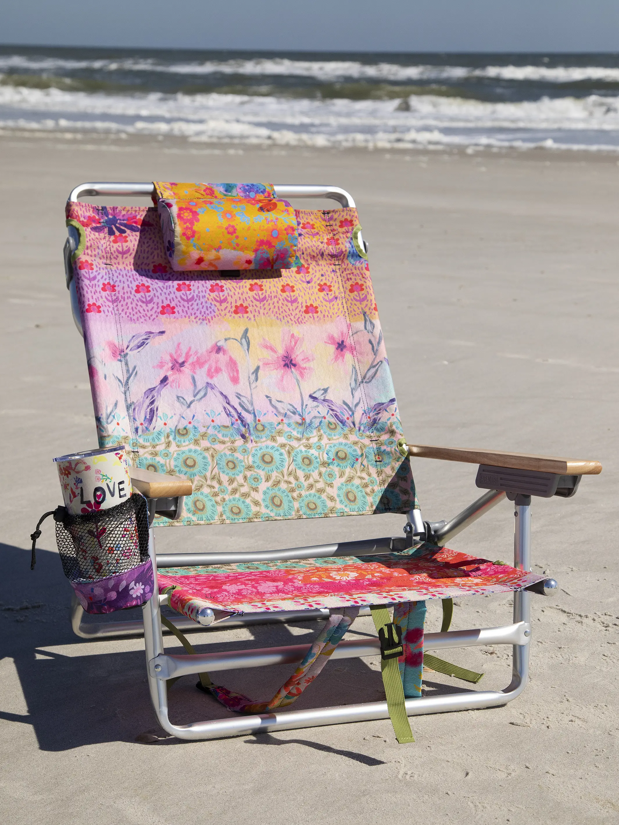 Backpack Beach Chair - Pink Watercolor Patchwork