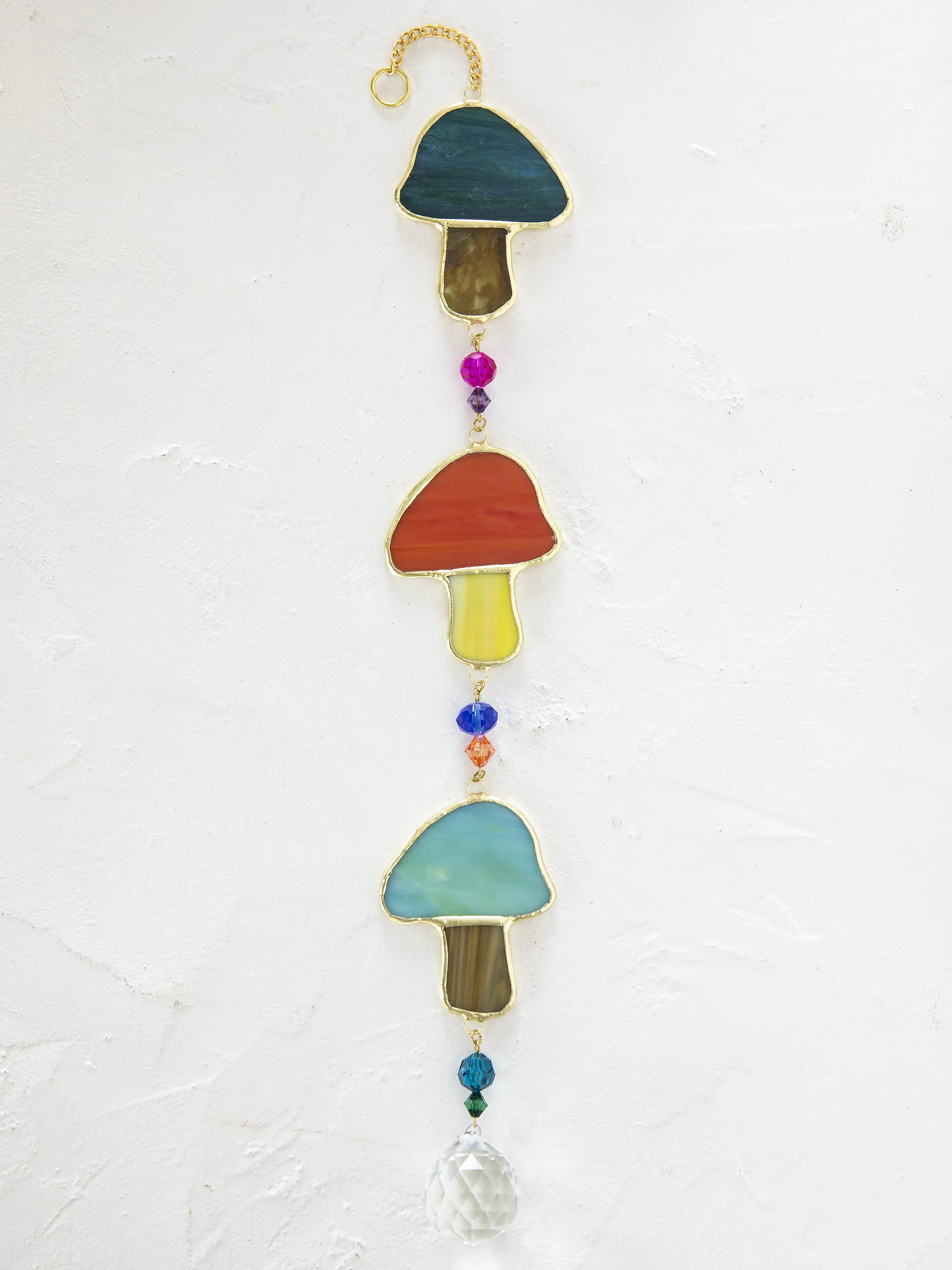 Stained Glass Suncatcher Mobile - Mushroom