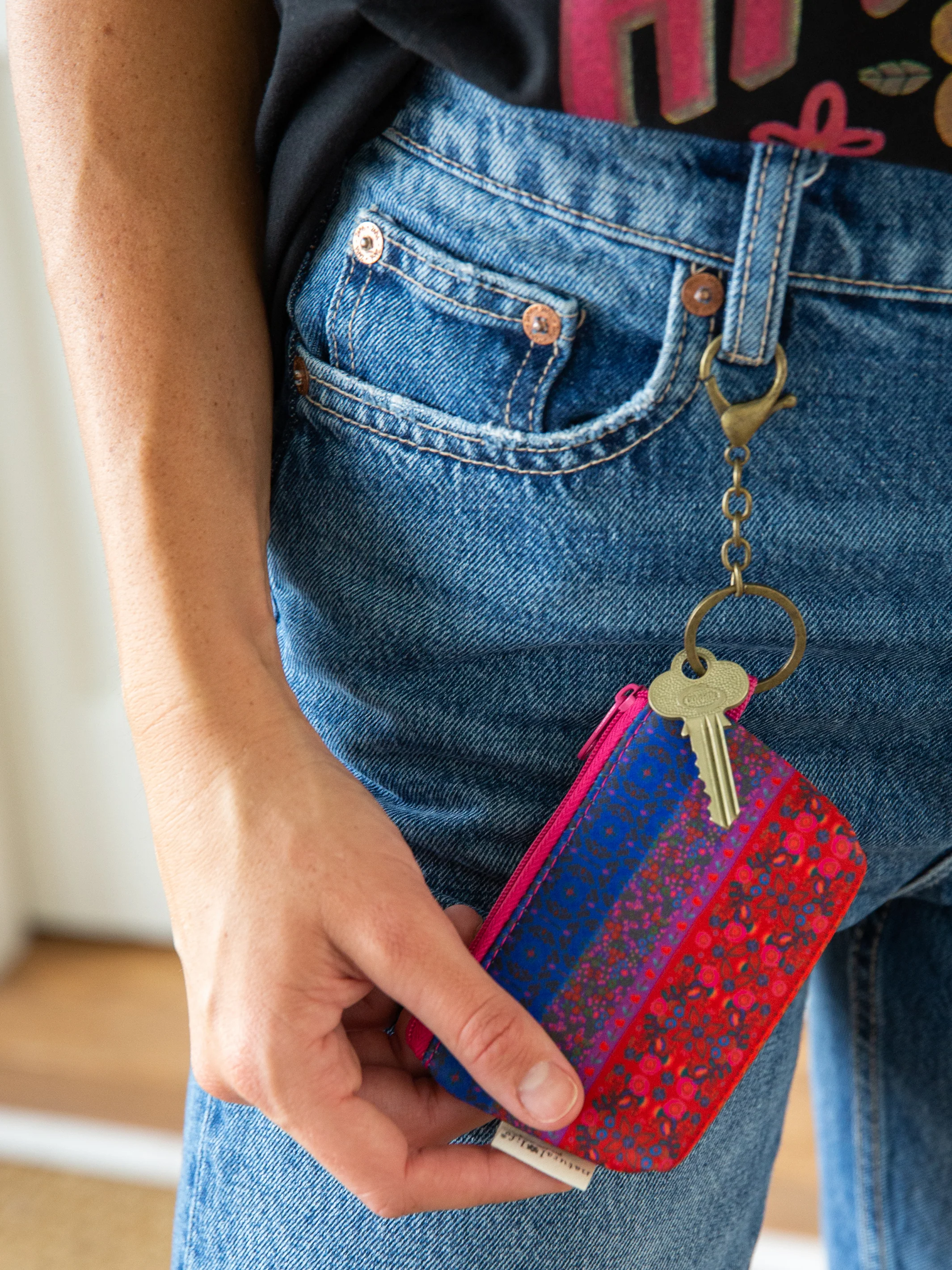 Mini Coin Purse Key Clip - Rainbow