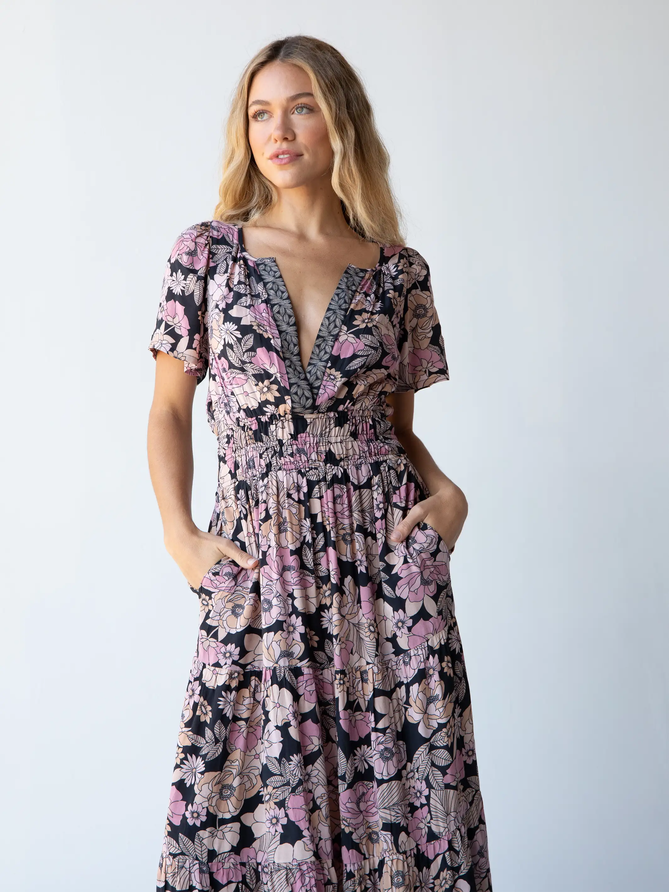 Bella Maxi Dress - Light Pink Floral