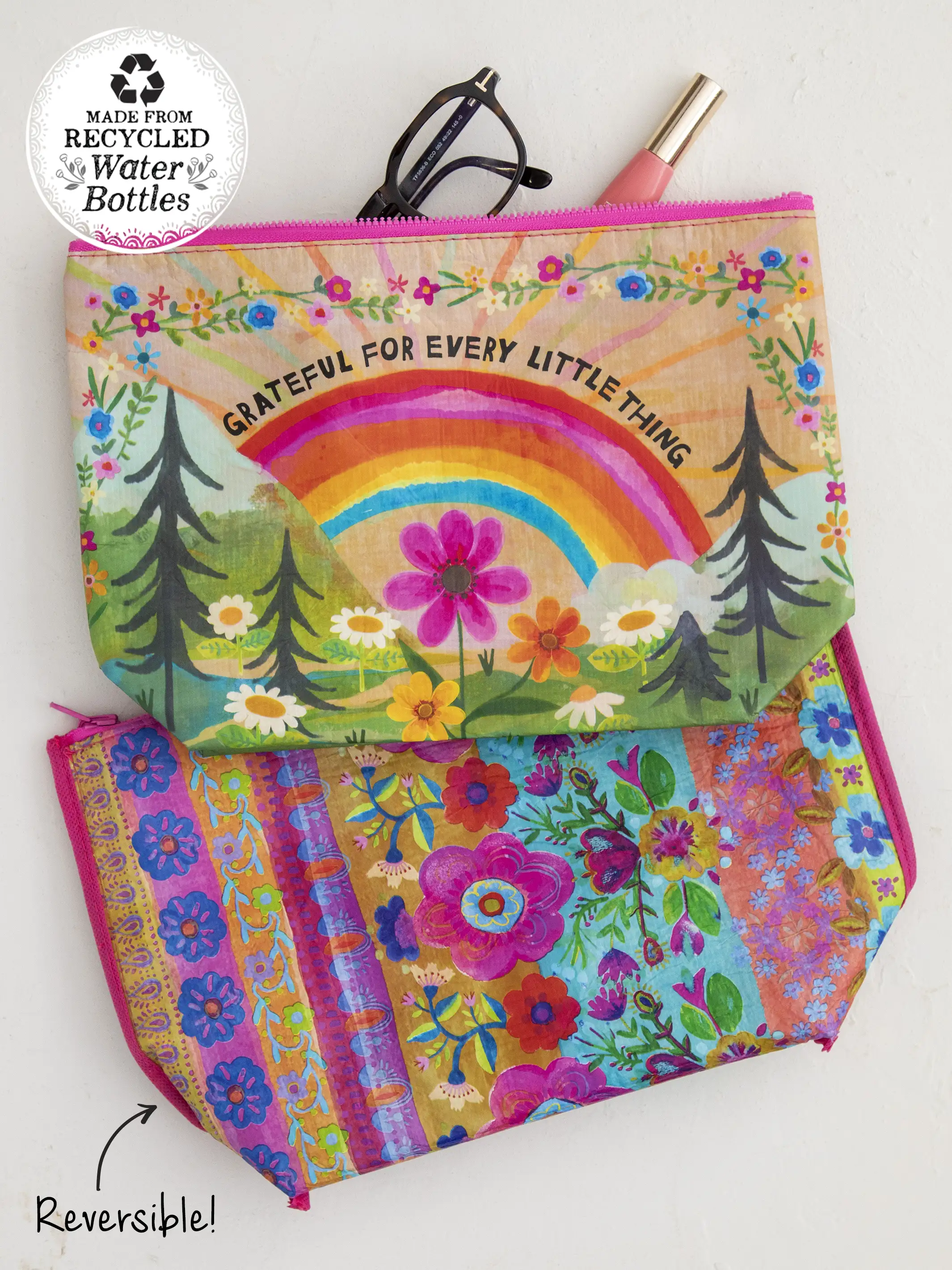 Recycled Zipper Pouch - Grateful