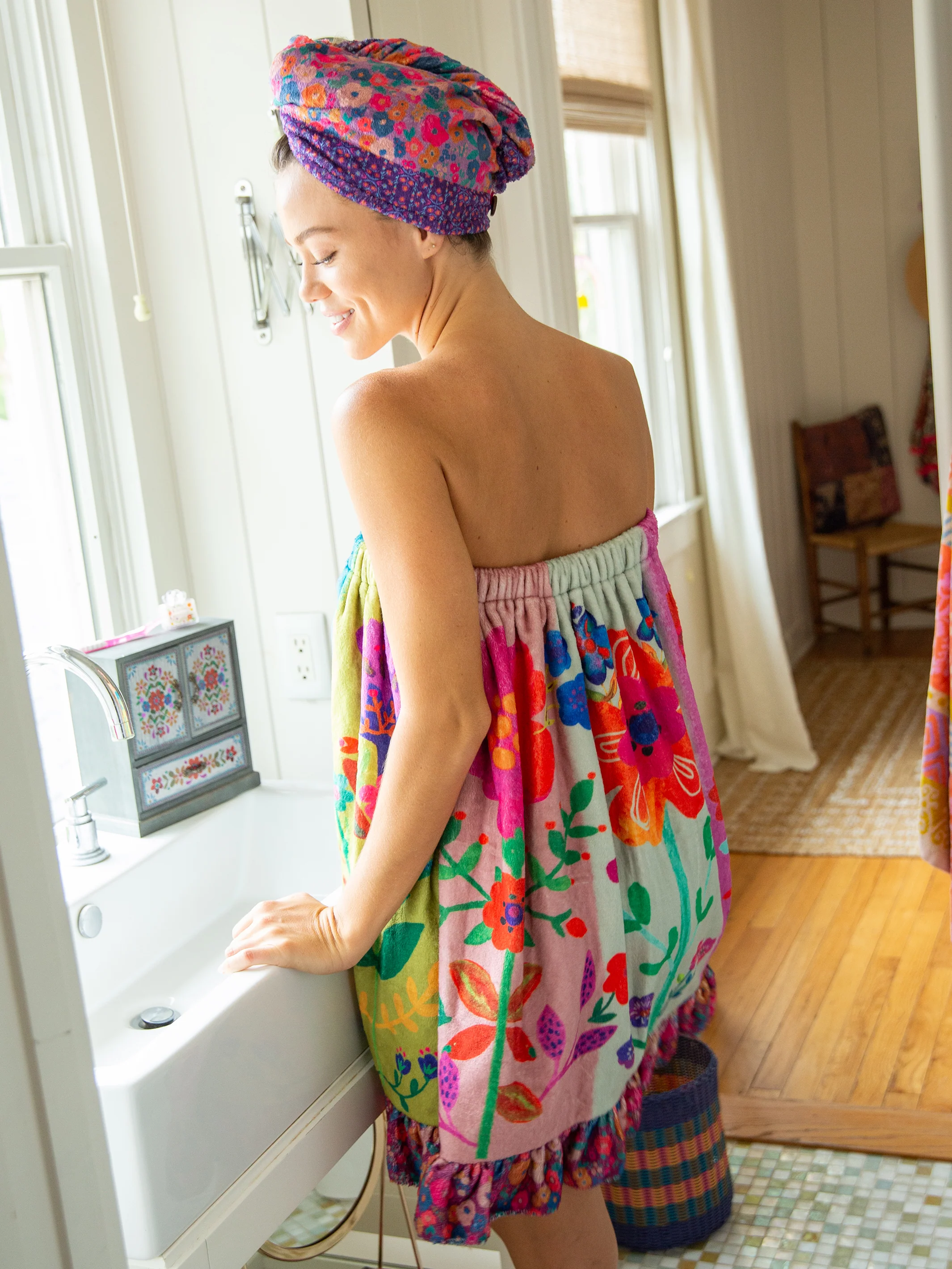 Shower Body Towel Wrap - Flowers