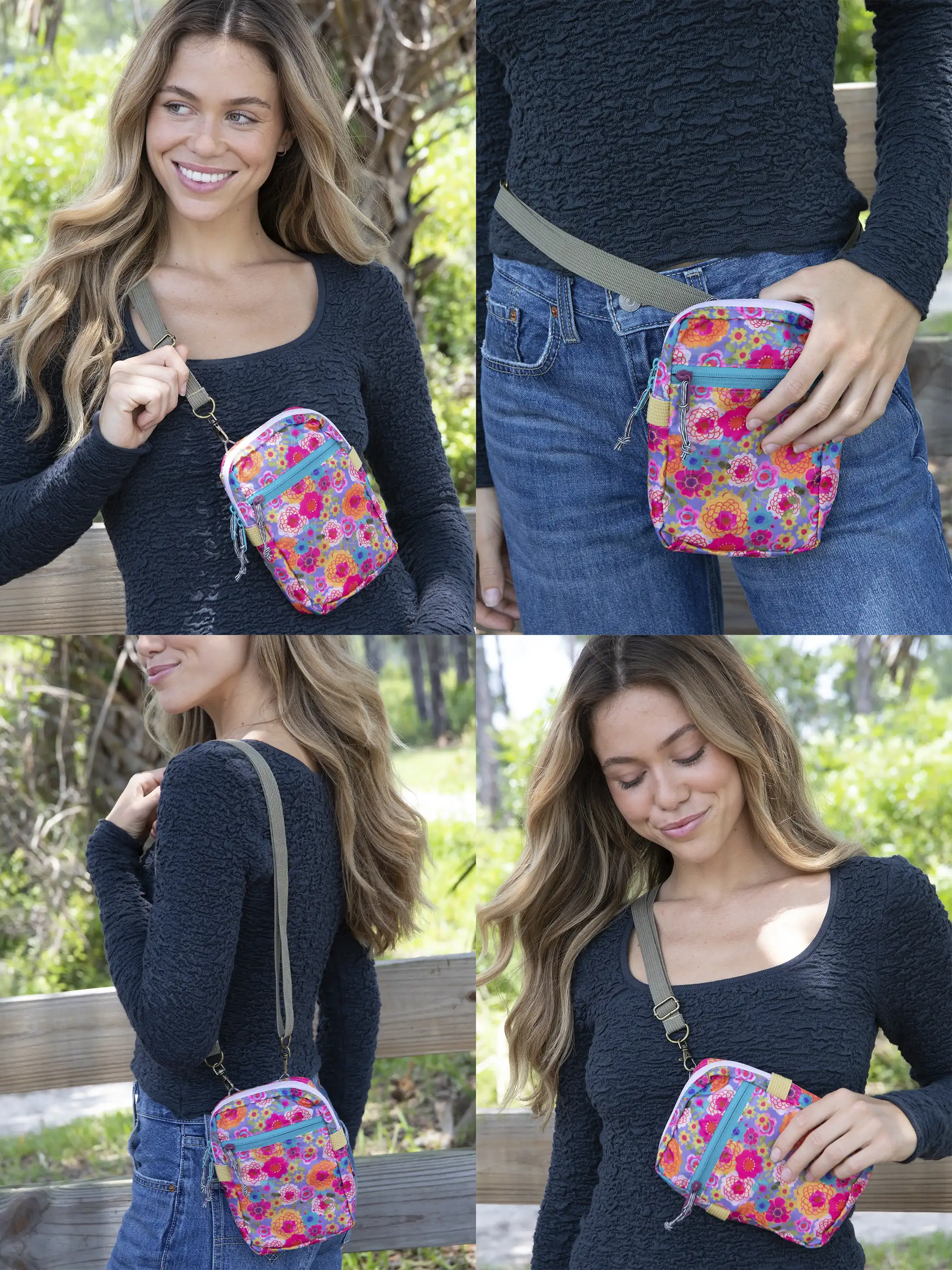 8-in-1 Pocket Crossbody - Greylac Garden