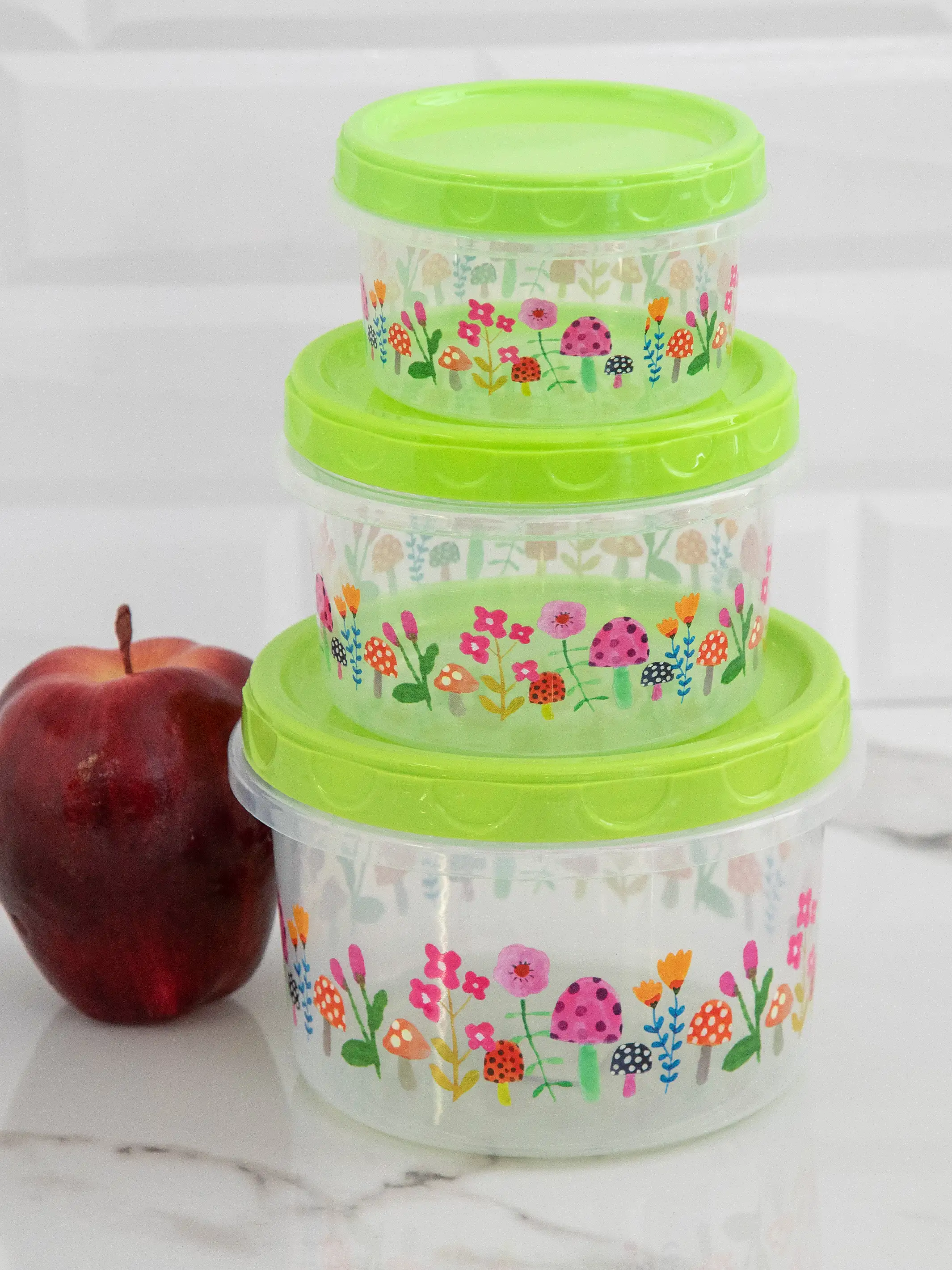 Storage Containers, Set of 3 - Mushroom
