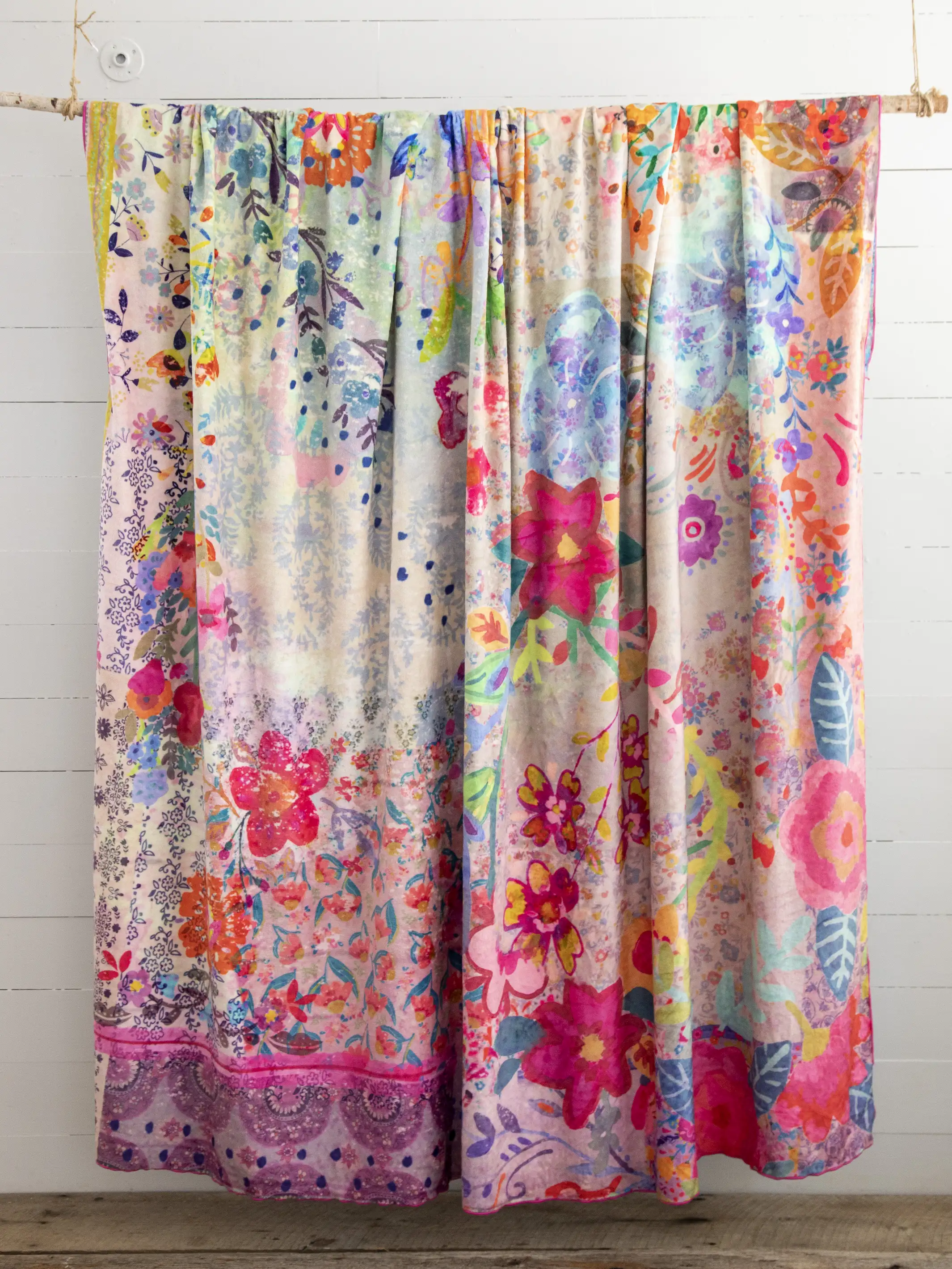 Double-Sided Cozy Coverlet - Watercolor Floral