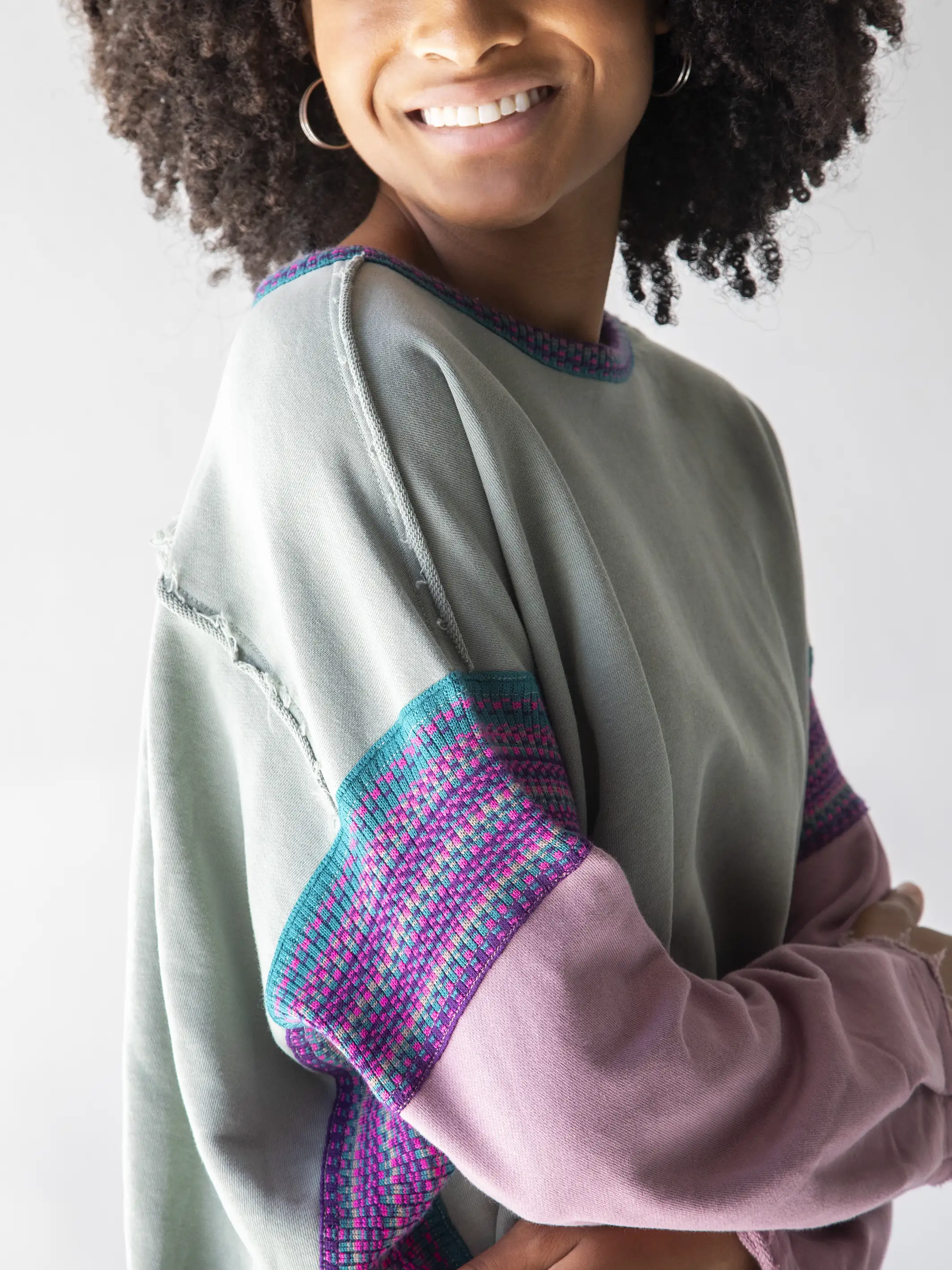 Knit Trim Sweatshirt - Bay