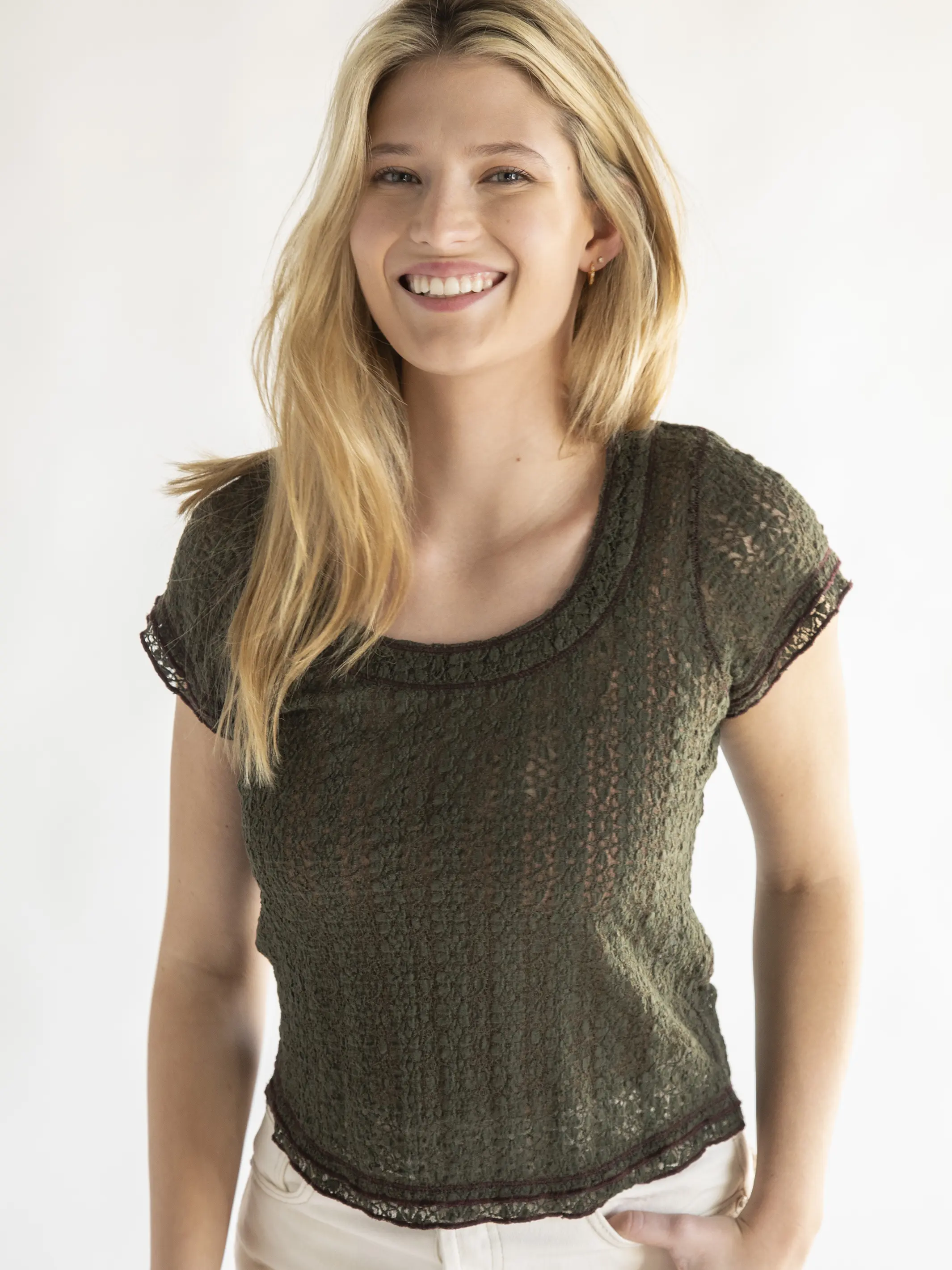 Ashley Lace Top - Dark Olive