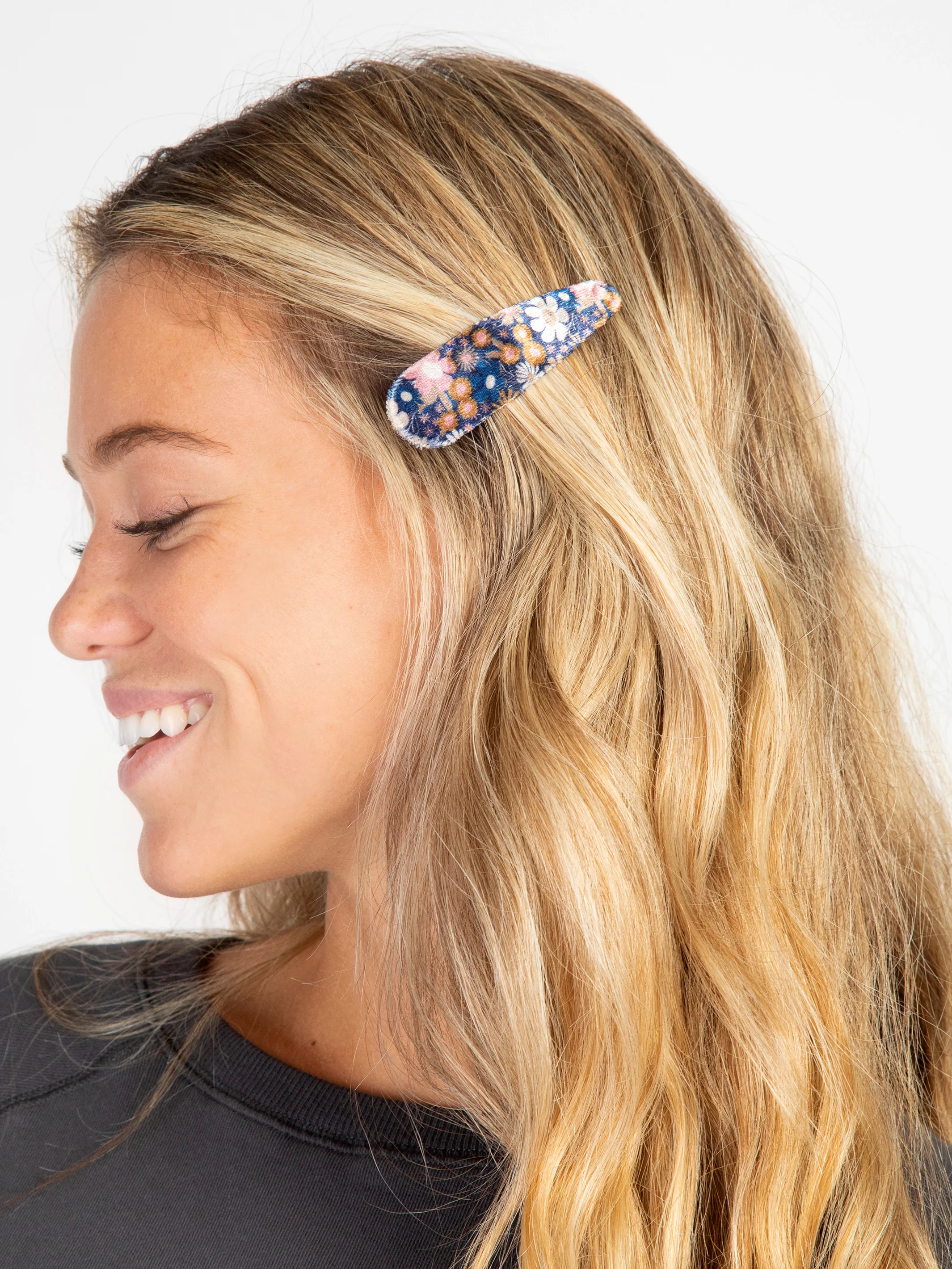 Velvet Floral Hair Clips, Set of 3