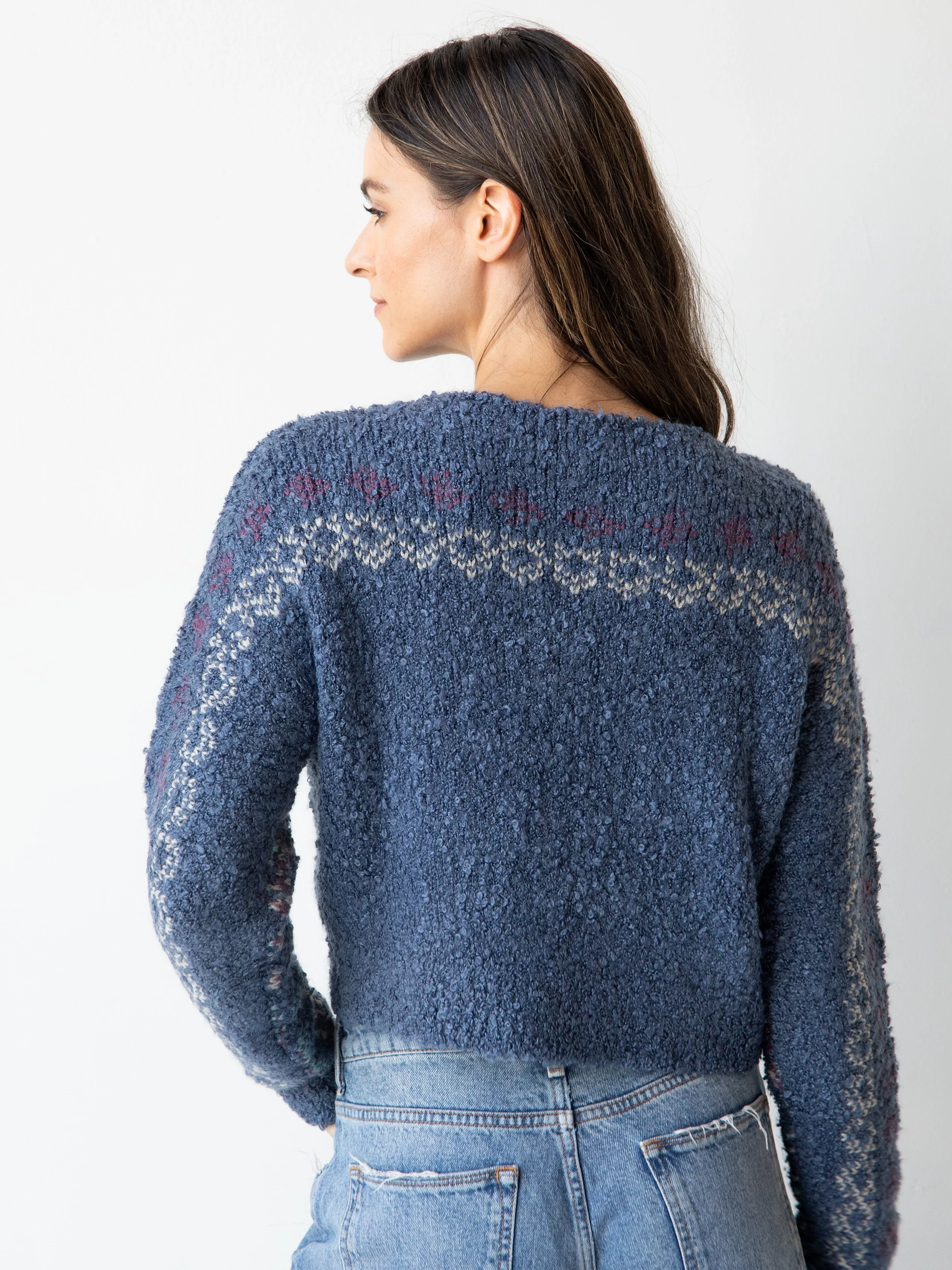 Calla Jacquard Pullover Sweater - Indigo Fairisle