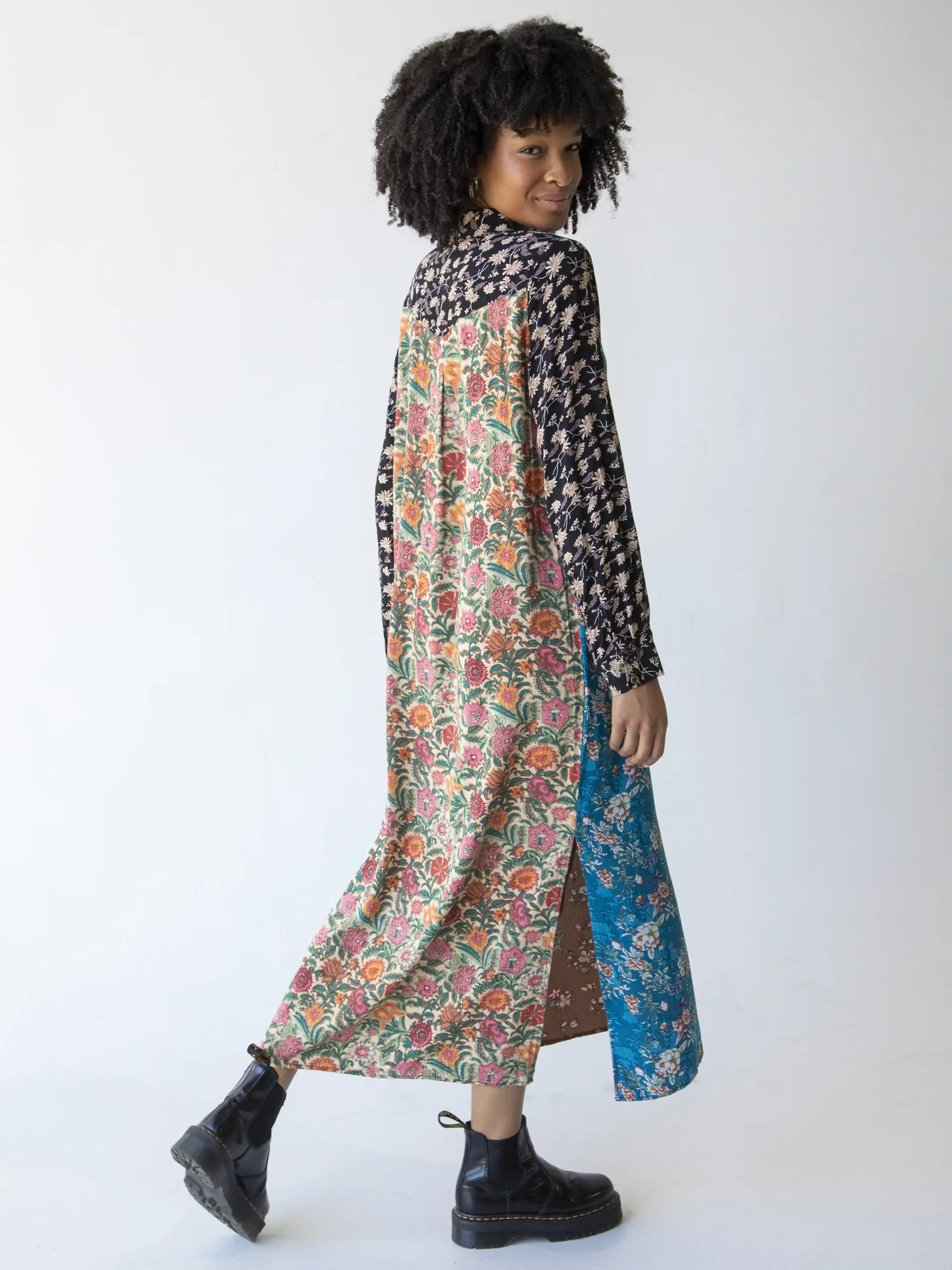 Esme Shirt Dress - Turquoise Mixed Print