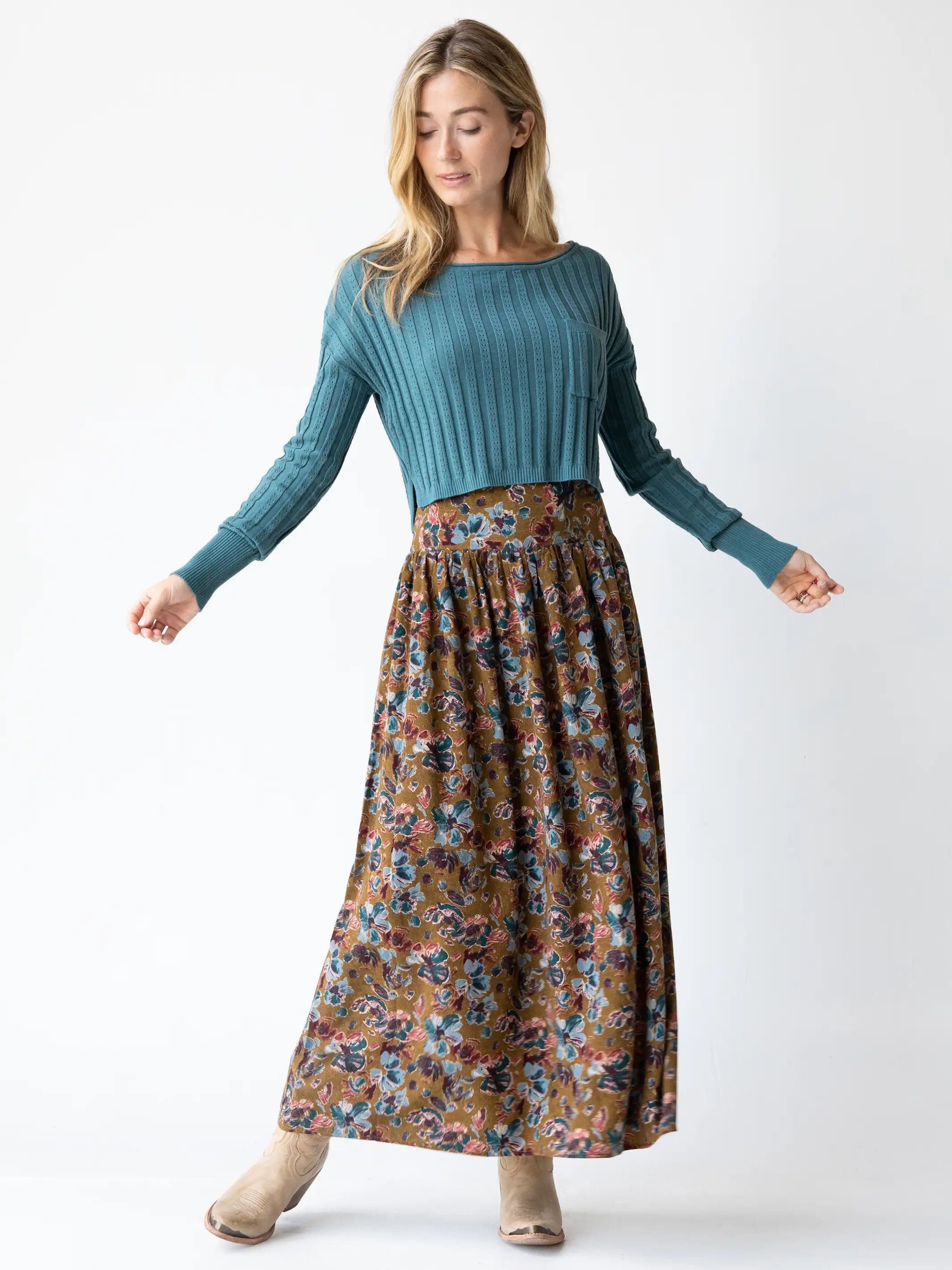 Lisa Maxi Skirt - Olive Floral