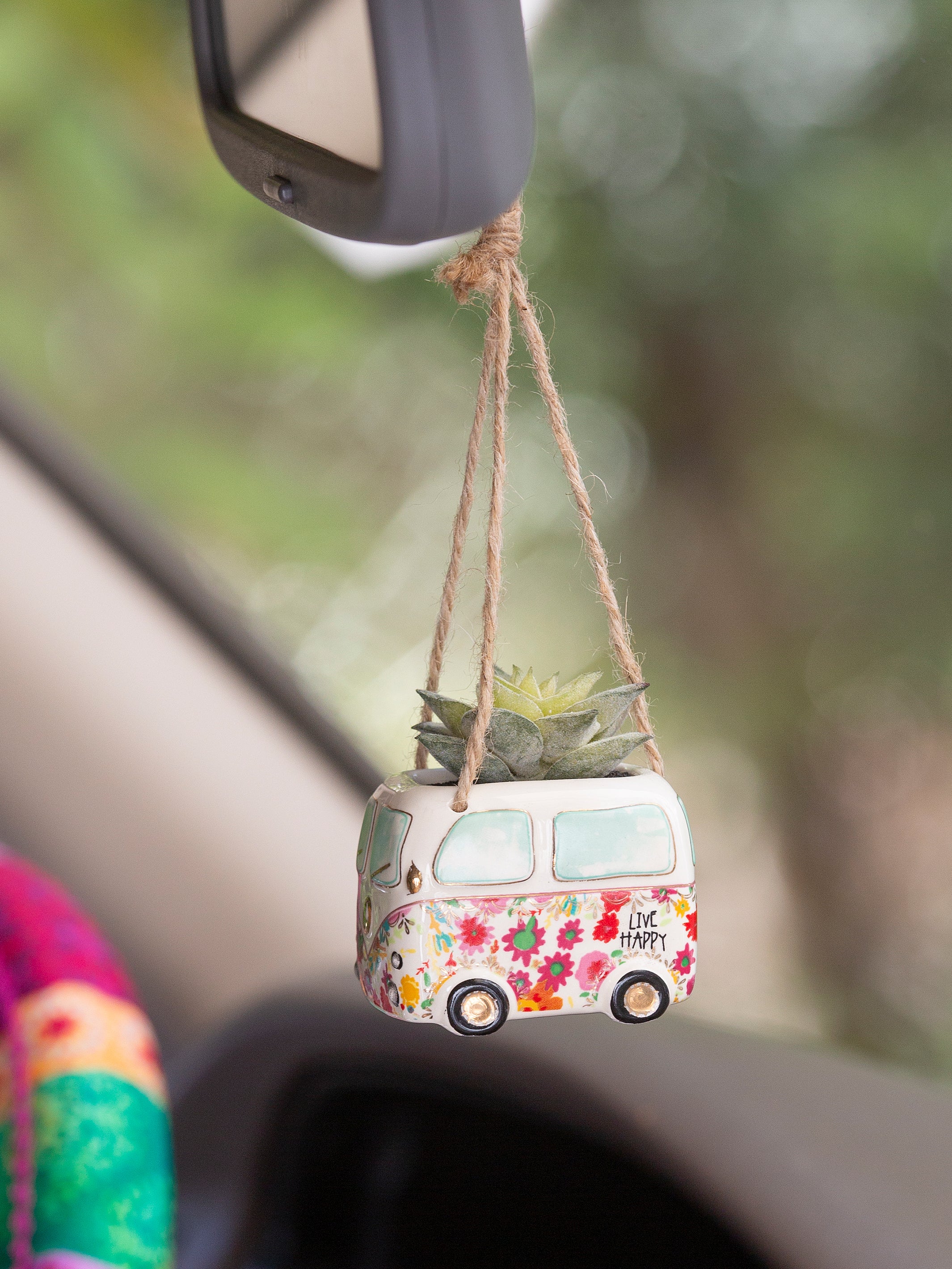 Faux Succulent Car Charm - Van