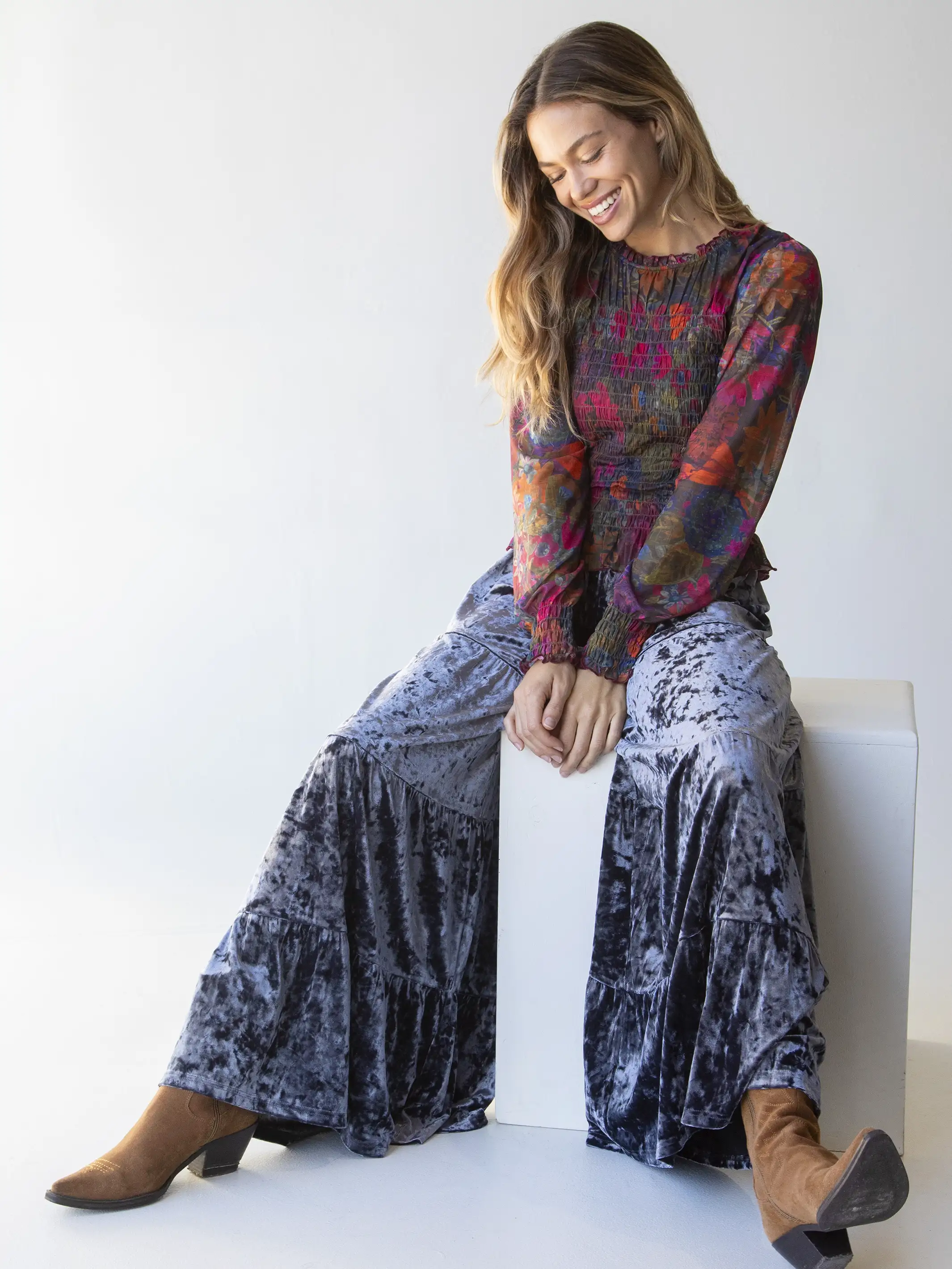 Velvet Patti Palazzo Pant - Charcoal