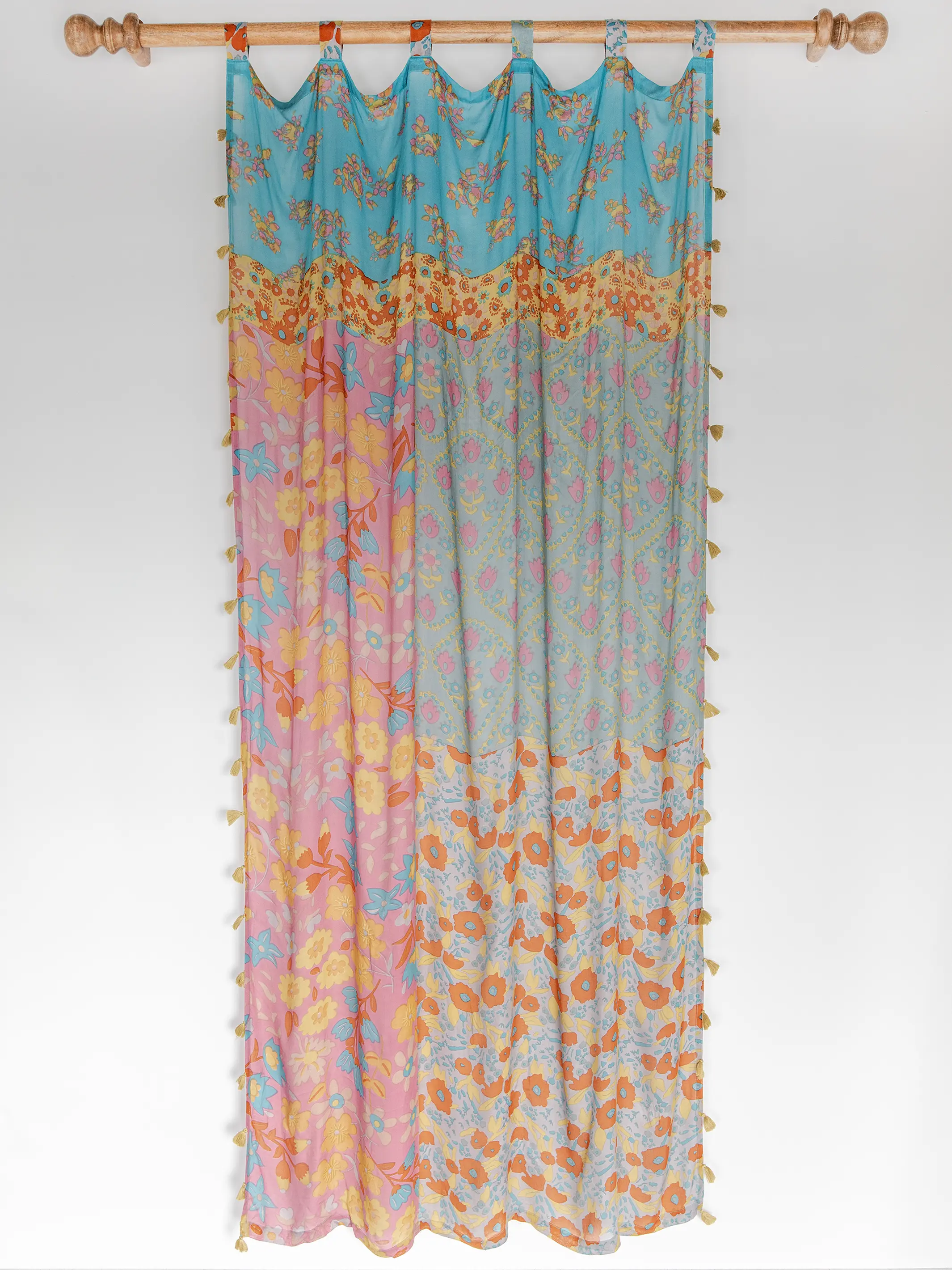 Printed Curtain Panel - Teal