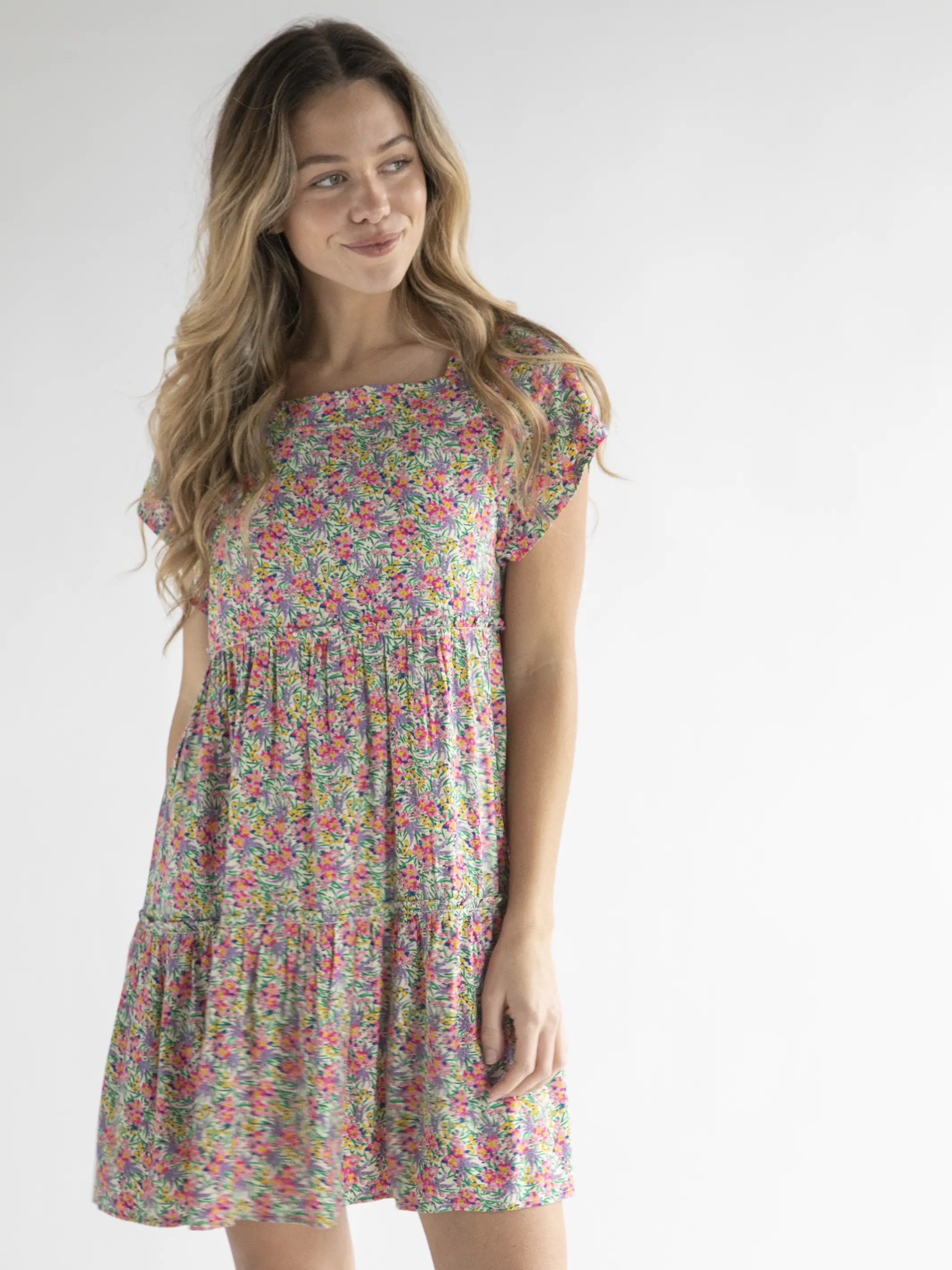 Berkley Dress - Ditsy Neon Floral