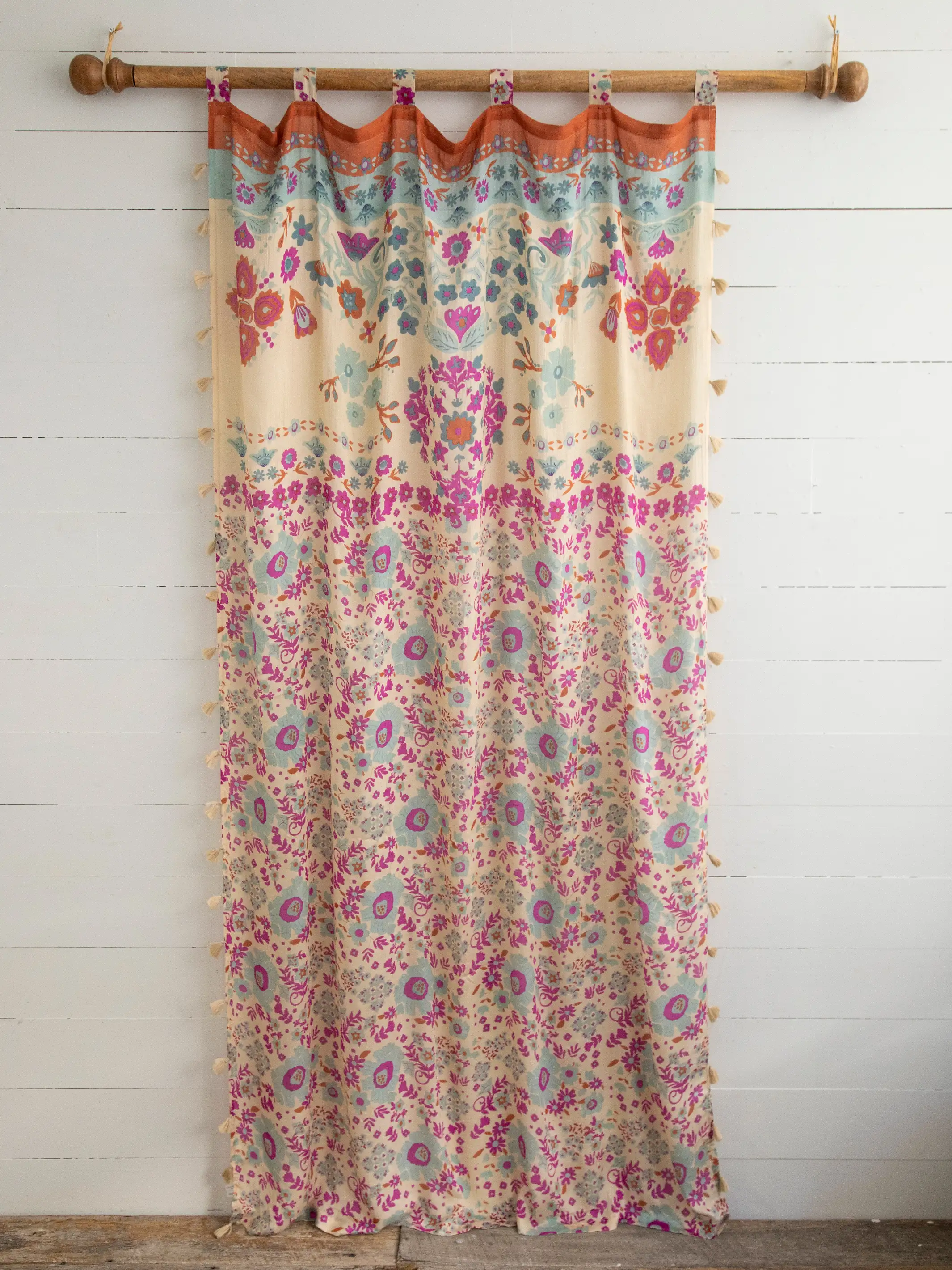 Printed Curtain Panel - Fuchsia Motif