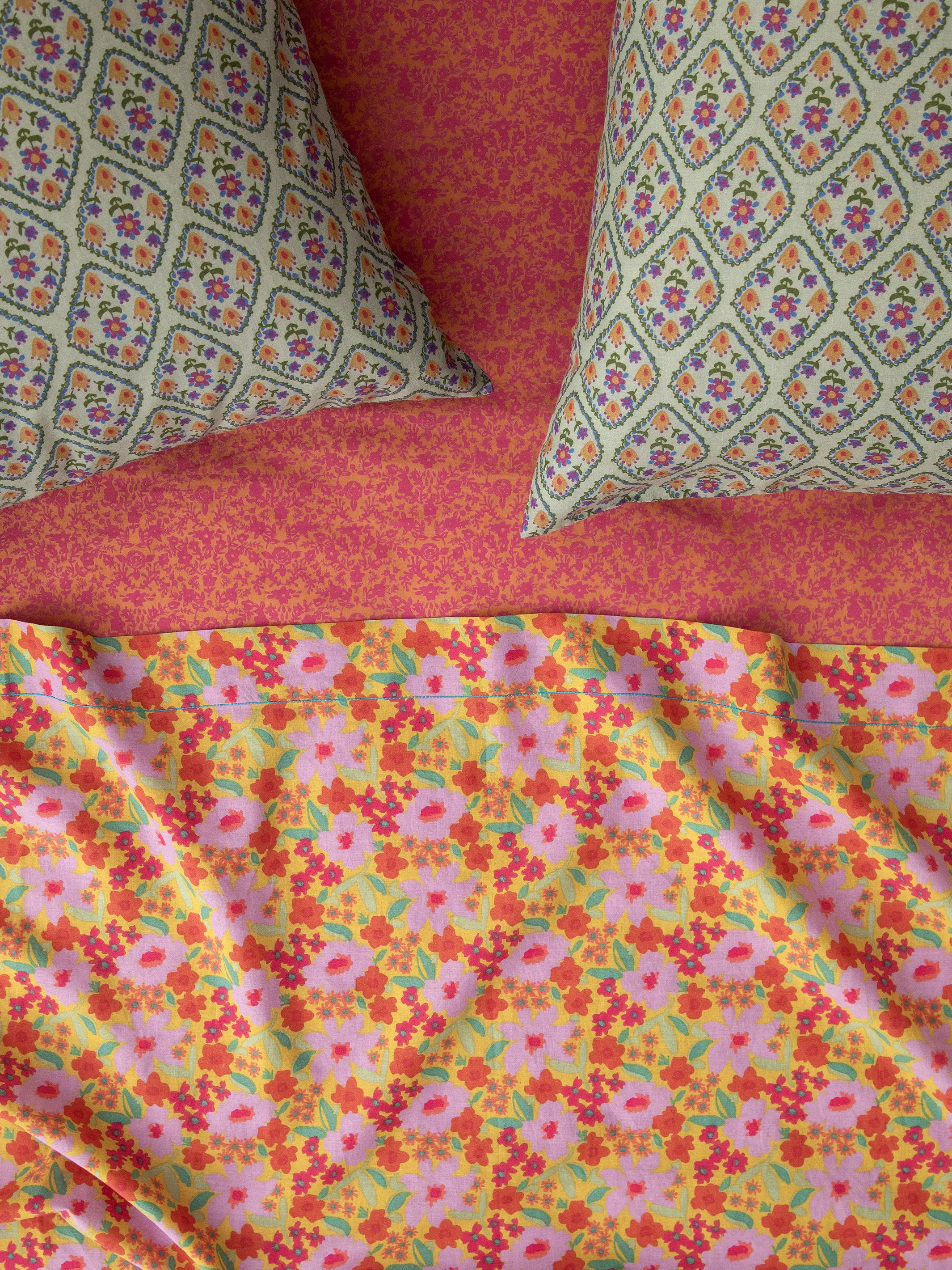 Mix & Match Soft Cotton Flat Sheet - Pink Anna