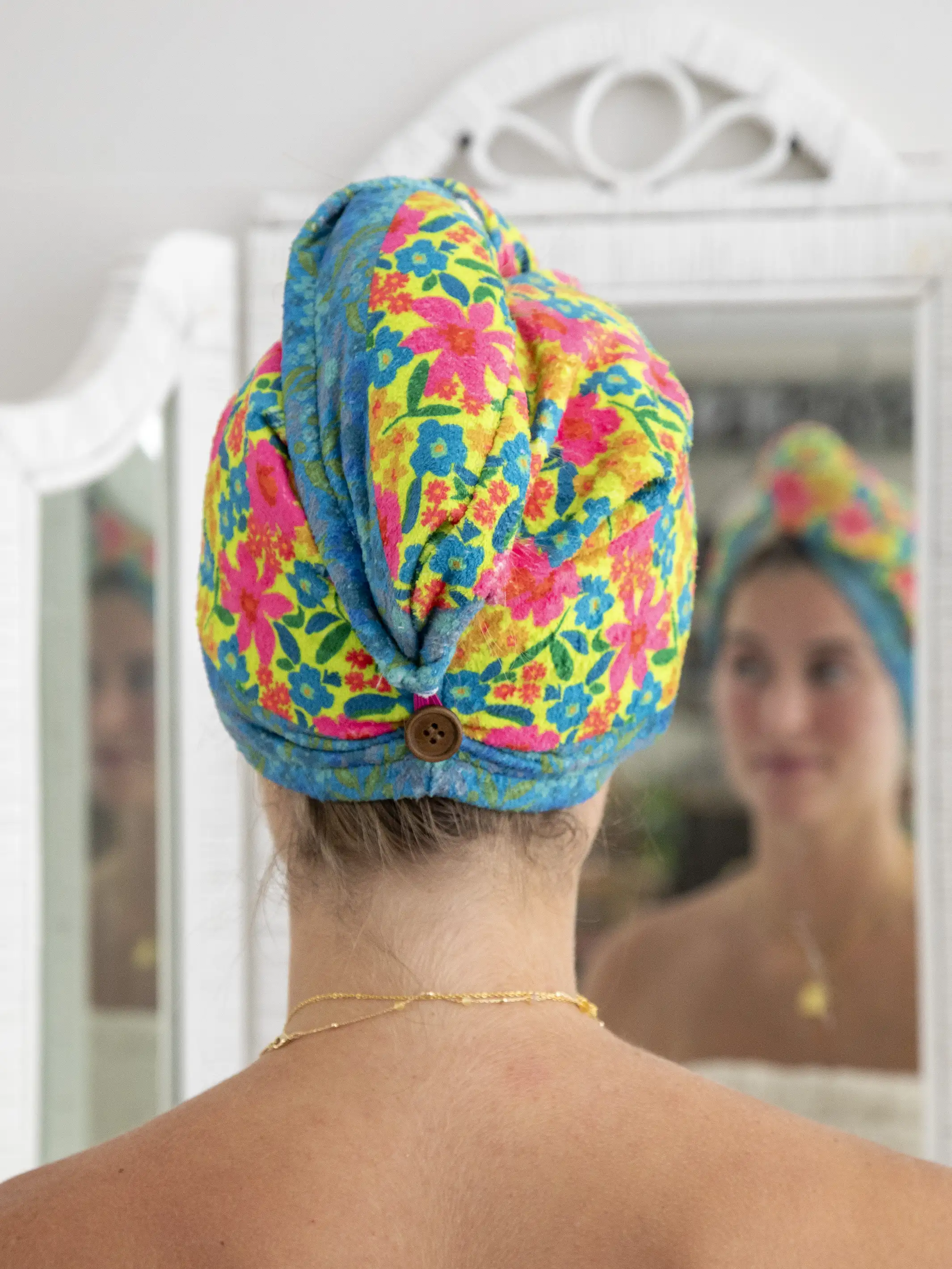 Microfiber Hair Towel Wrap - Pink Neon Green