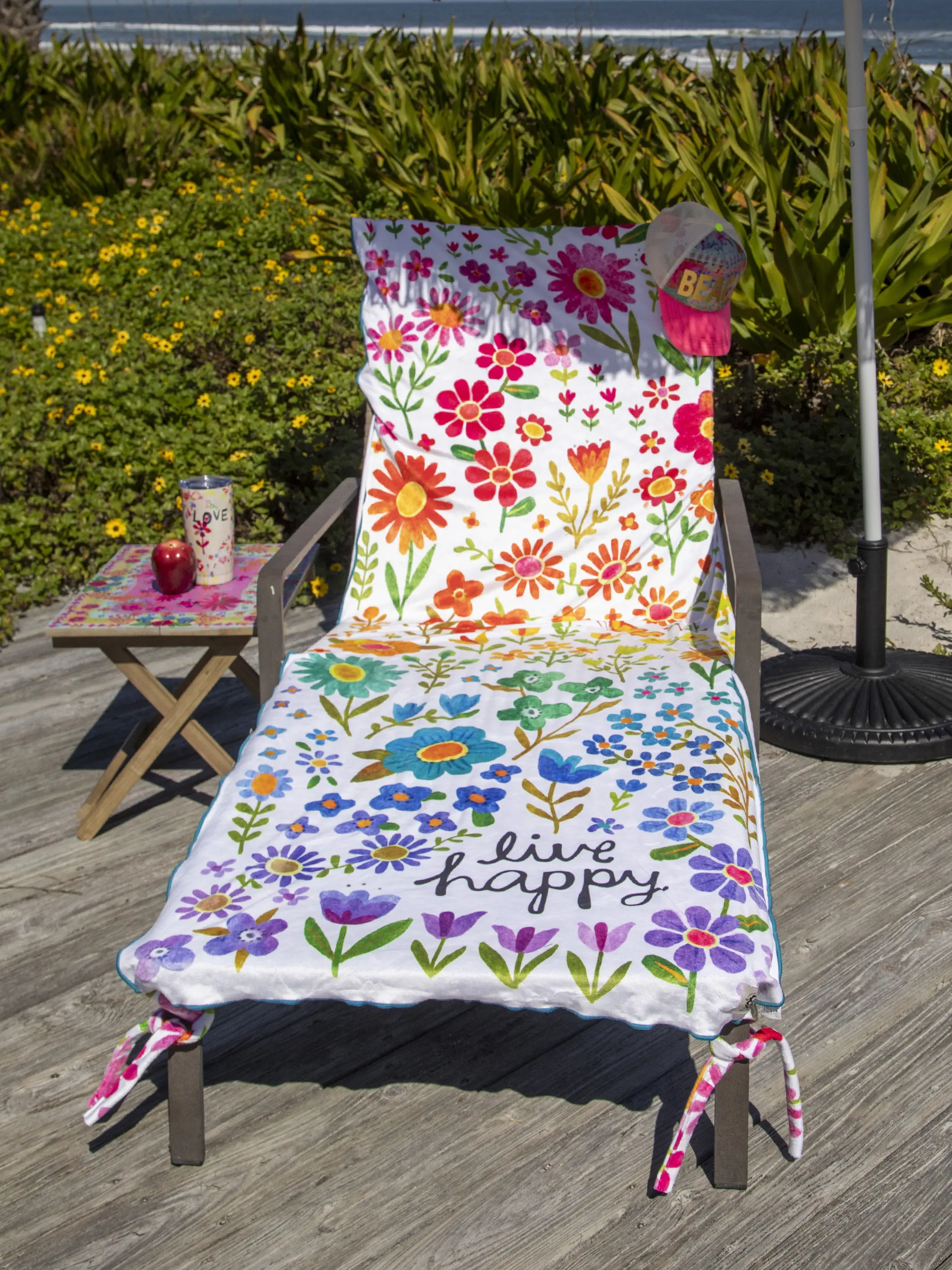 Beach Chair Towel & Tote - Live Happy