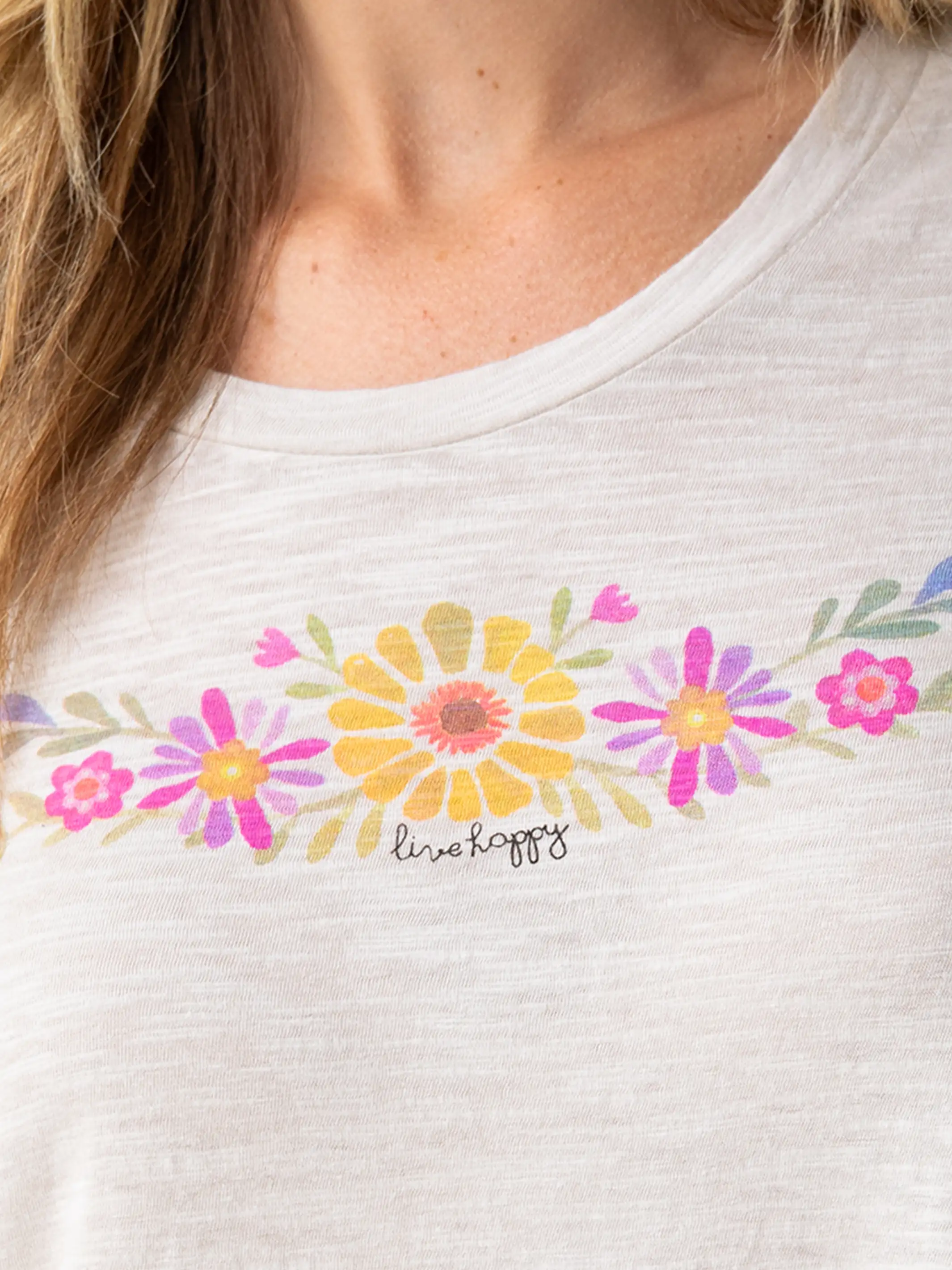 Long Sleeve Boho Tee Shirt - Live Happy