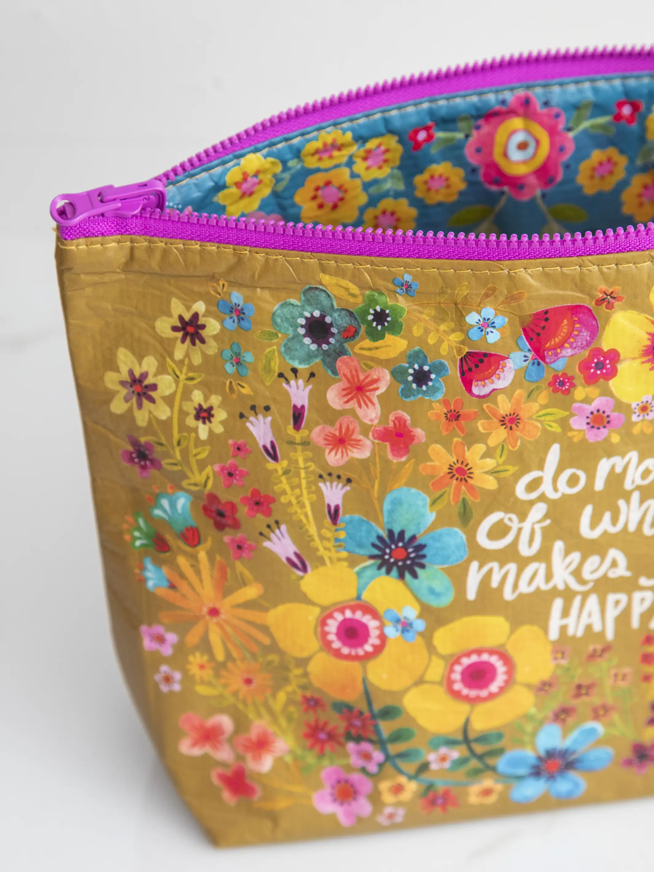 Recycled Zipper Pouch - Makes You Happy