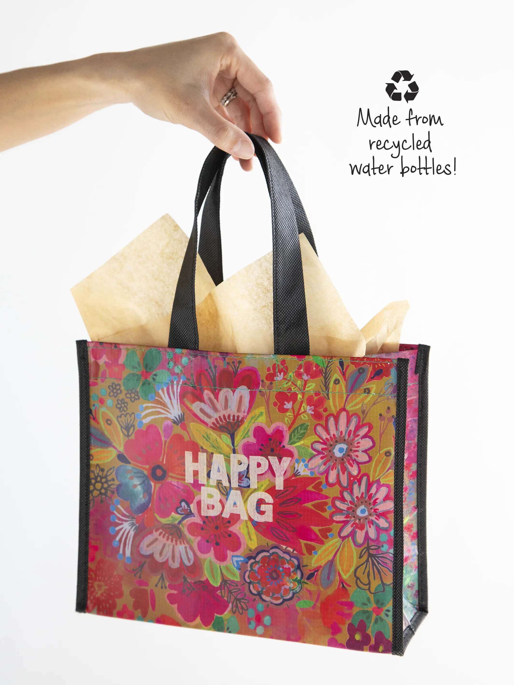 Medium Happy Bag, Set of 3 - Olive Floral