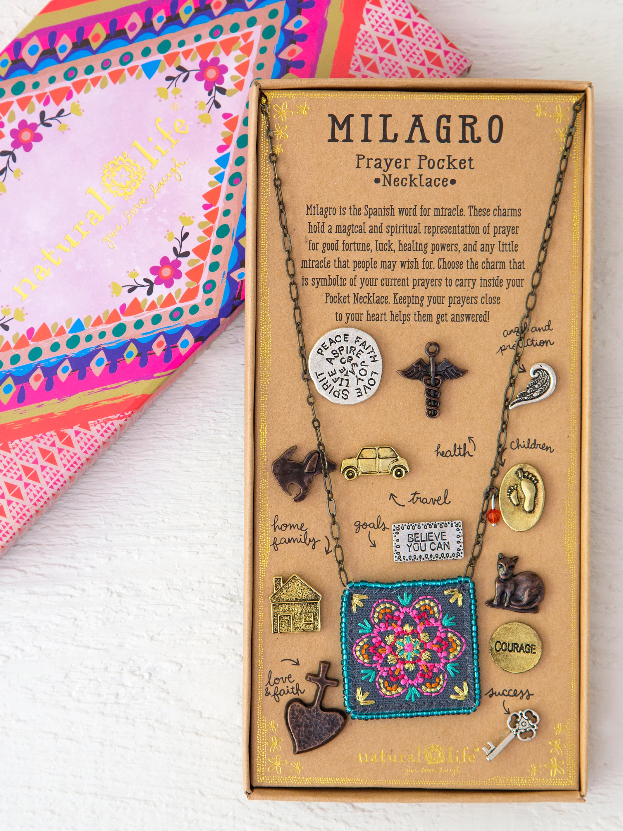 Prayer Pocket Charm Necklace - Turquoise