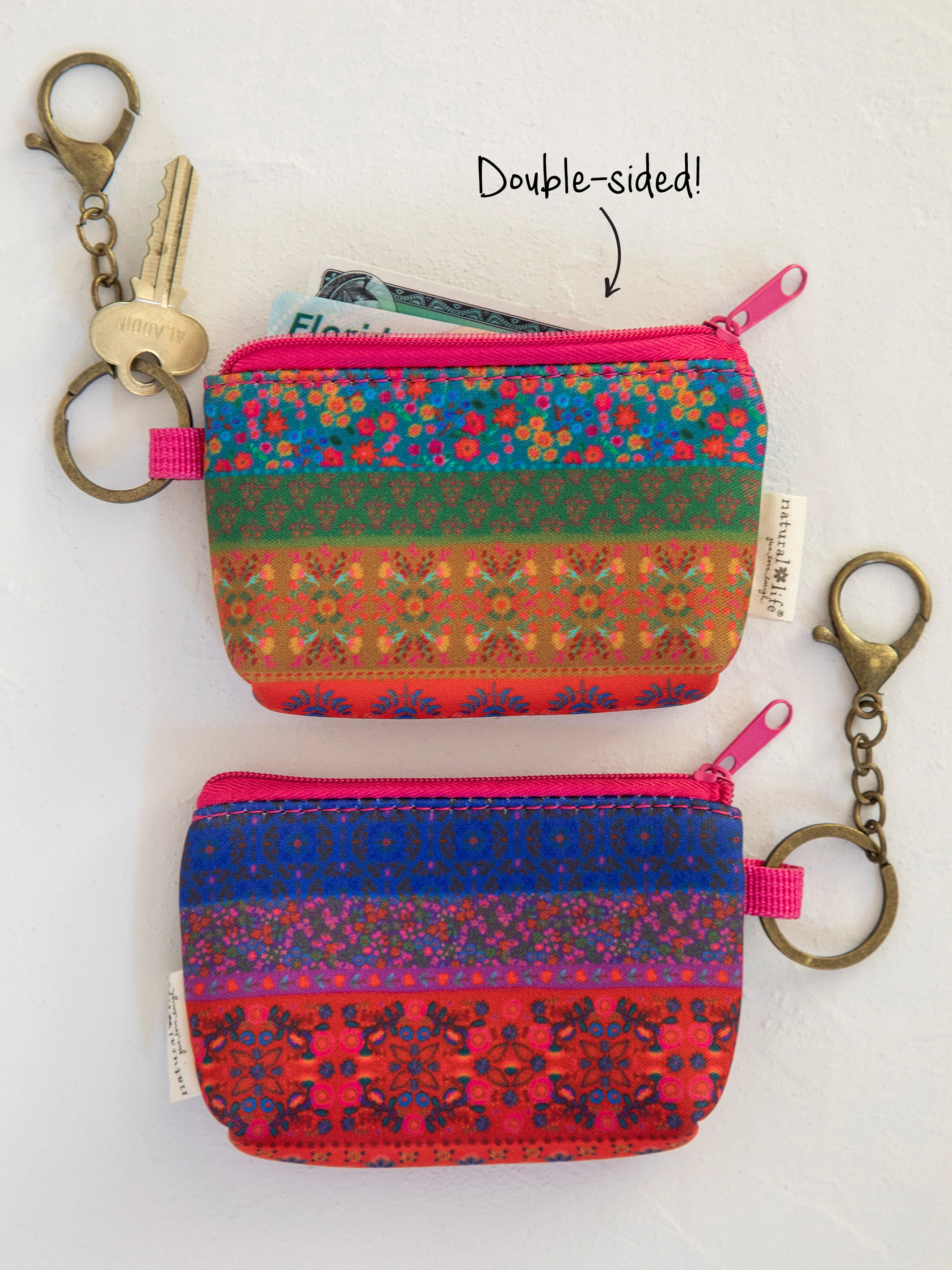 Mini Coin Purse Key Clip - Rainbow