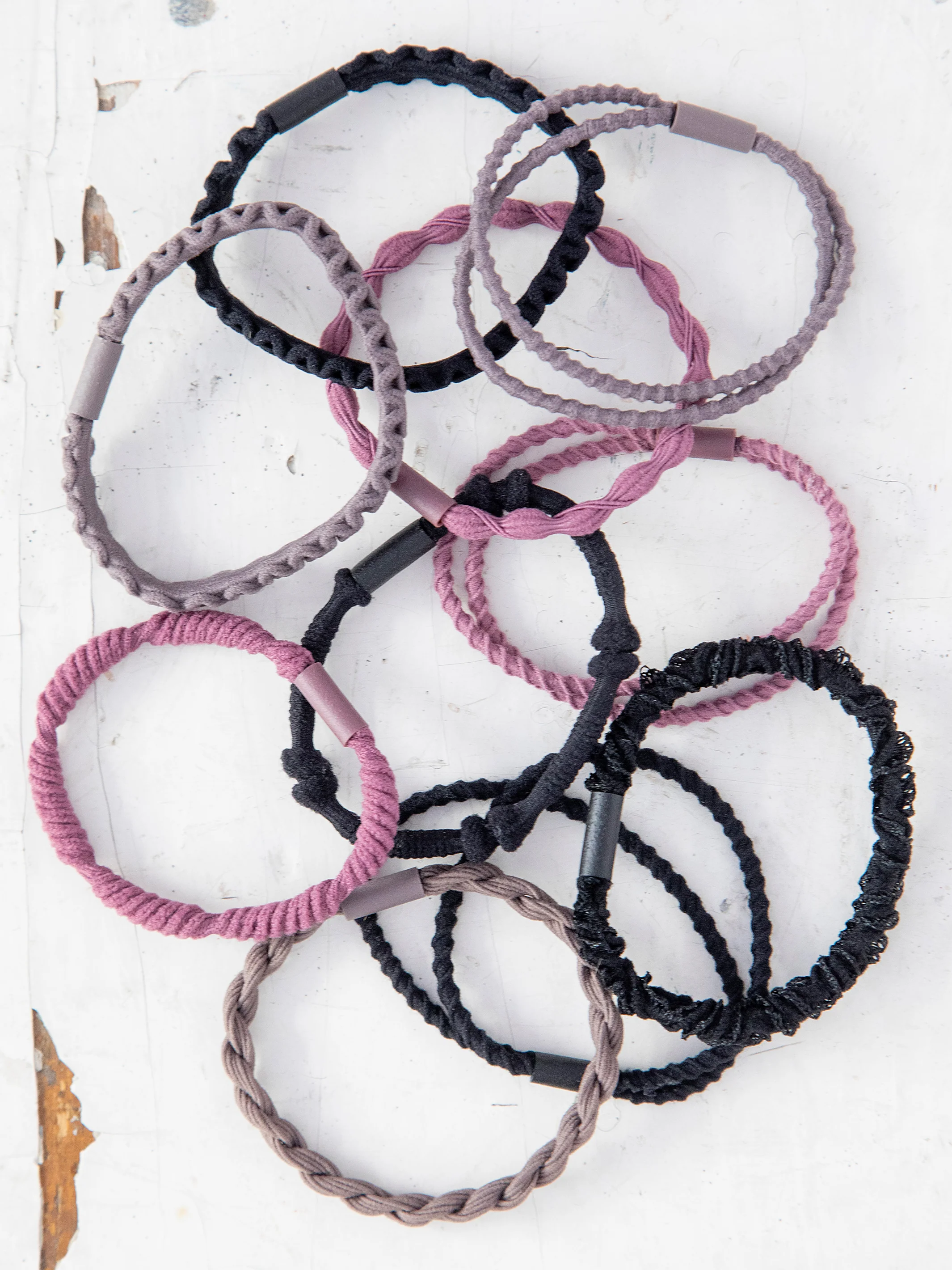 Textured Hair Ties, Set of 10 - Tan