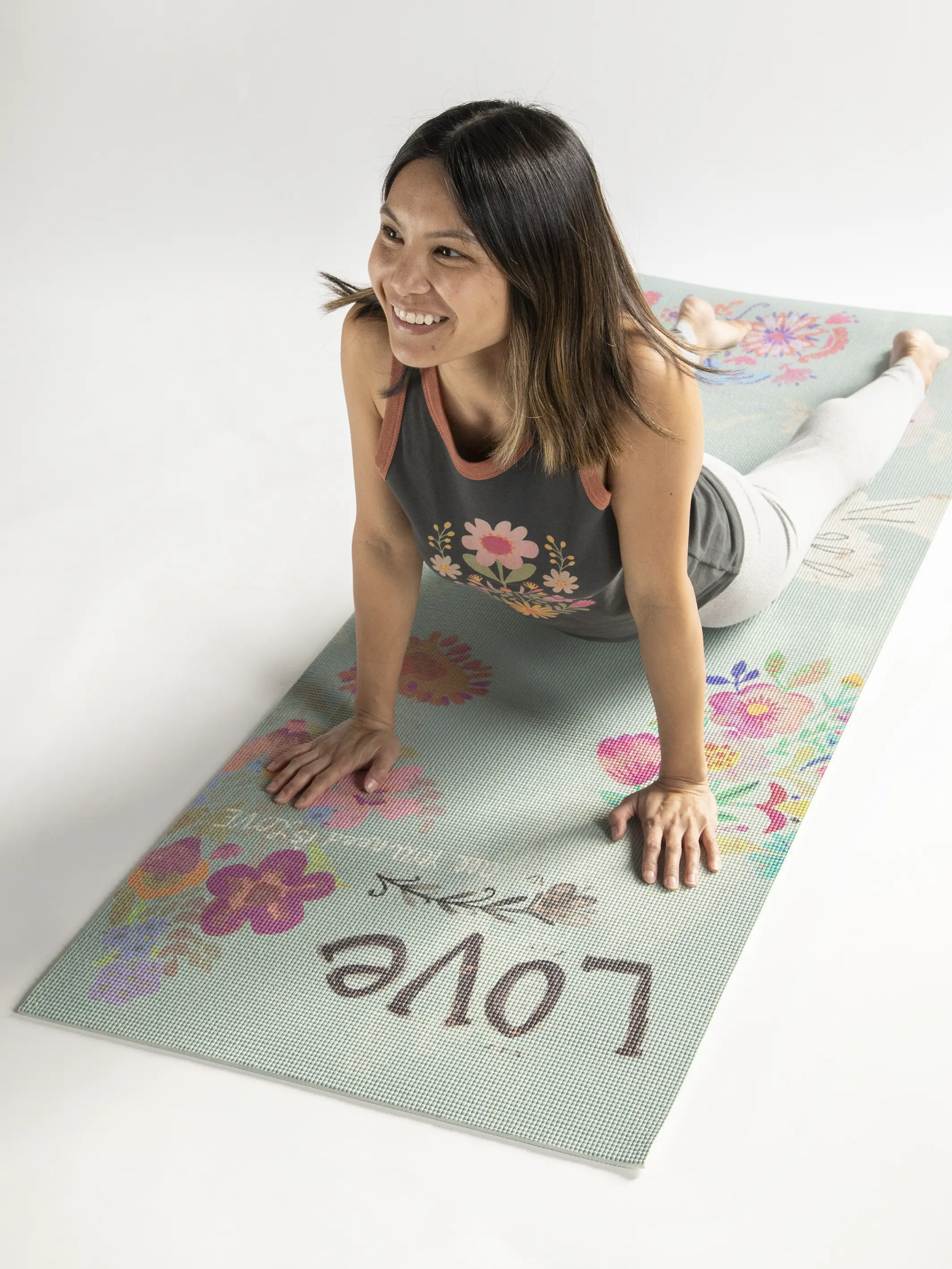 Yoga Mat - Light Turquoise Love