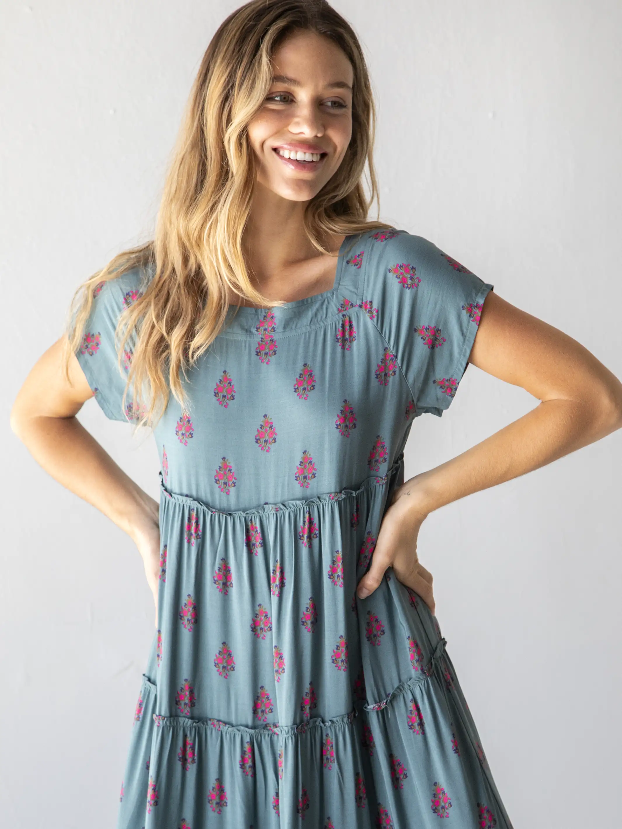 Berkley Maxi Dress - Teal Folk Floral