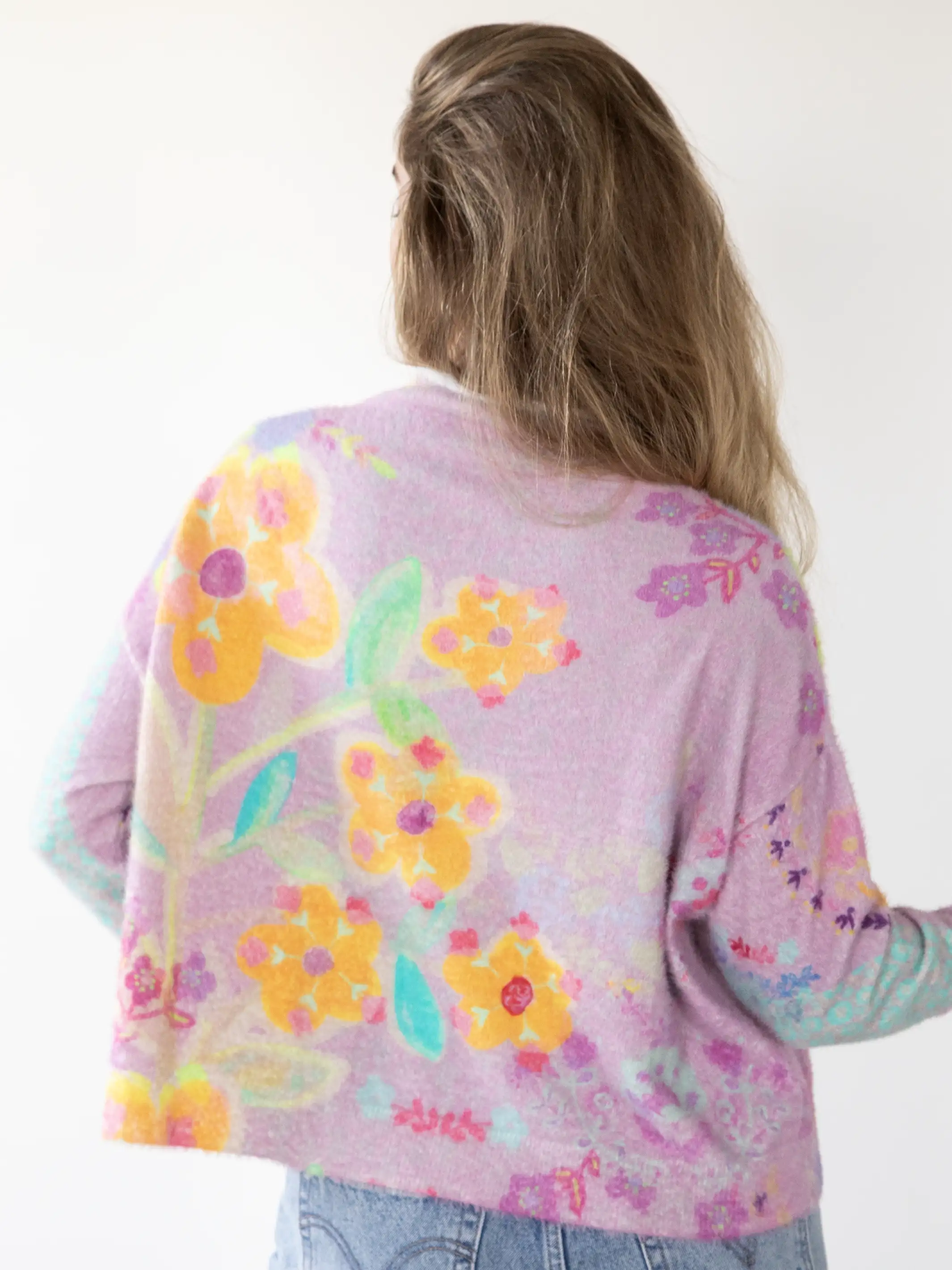 Cashmere-Like Fuzzy Pullover Sweater - Lavender