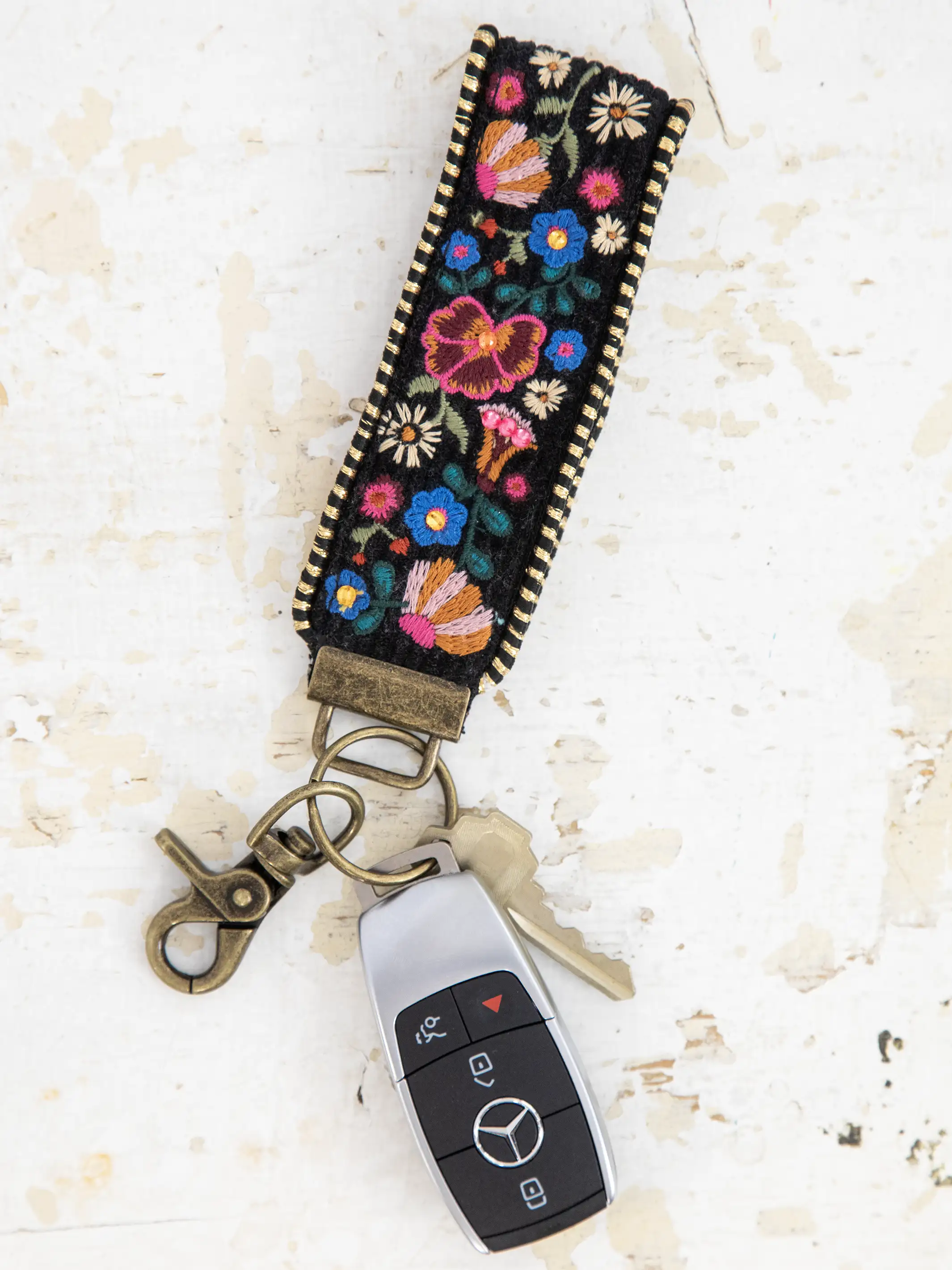 Embroidered Key Chain - Black