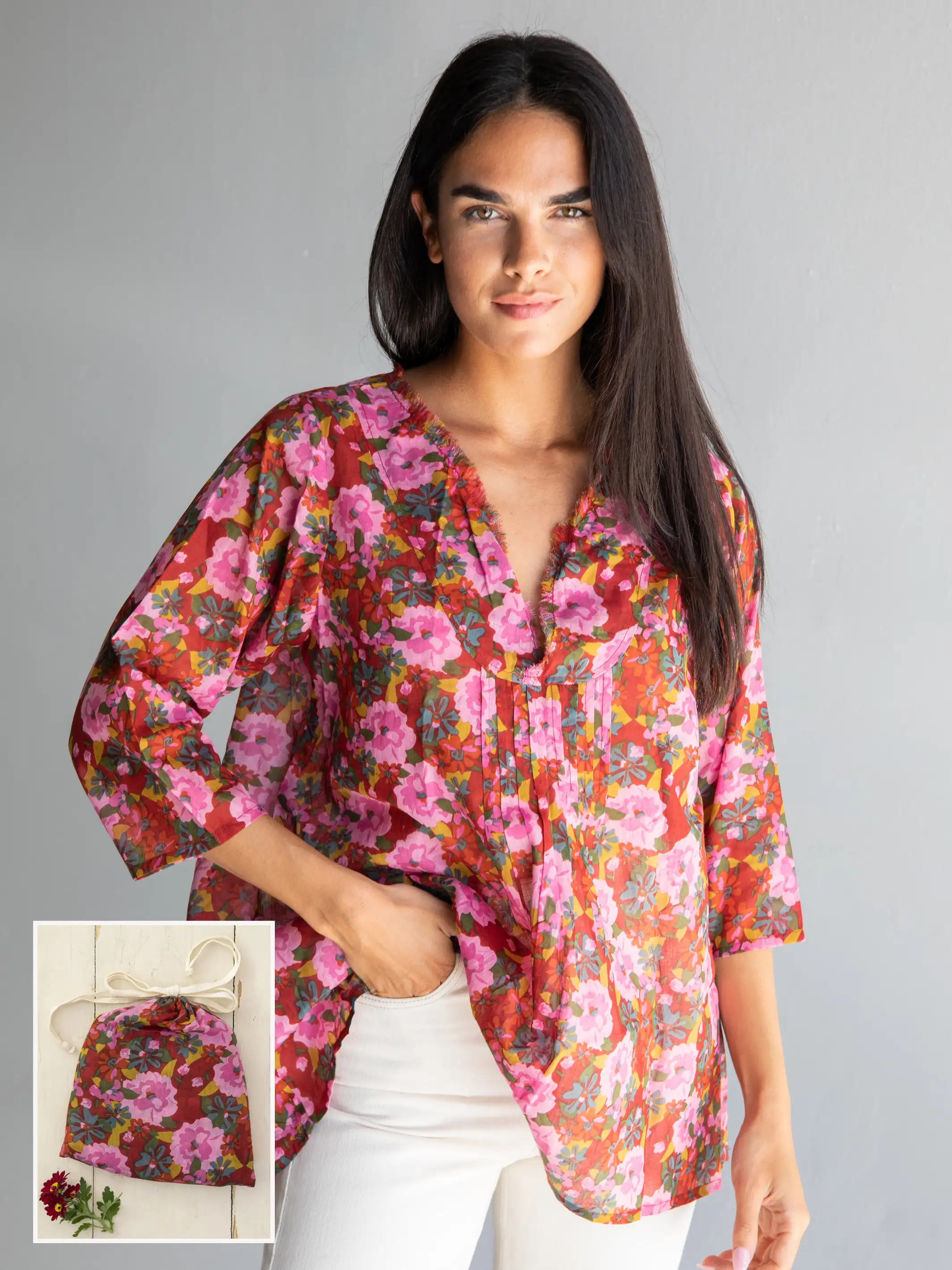 Tunic-In-A-Bag - Pink Red Floral