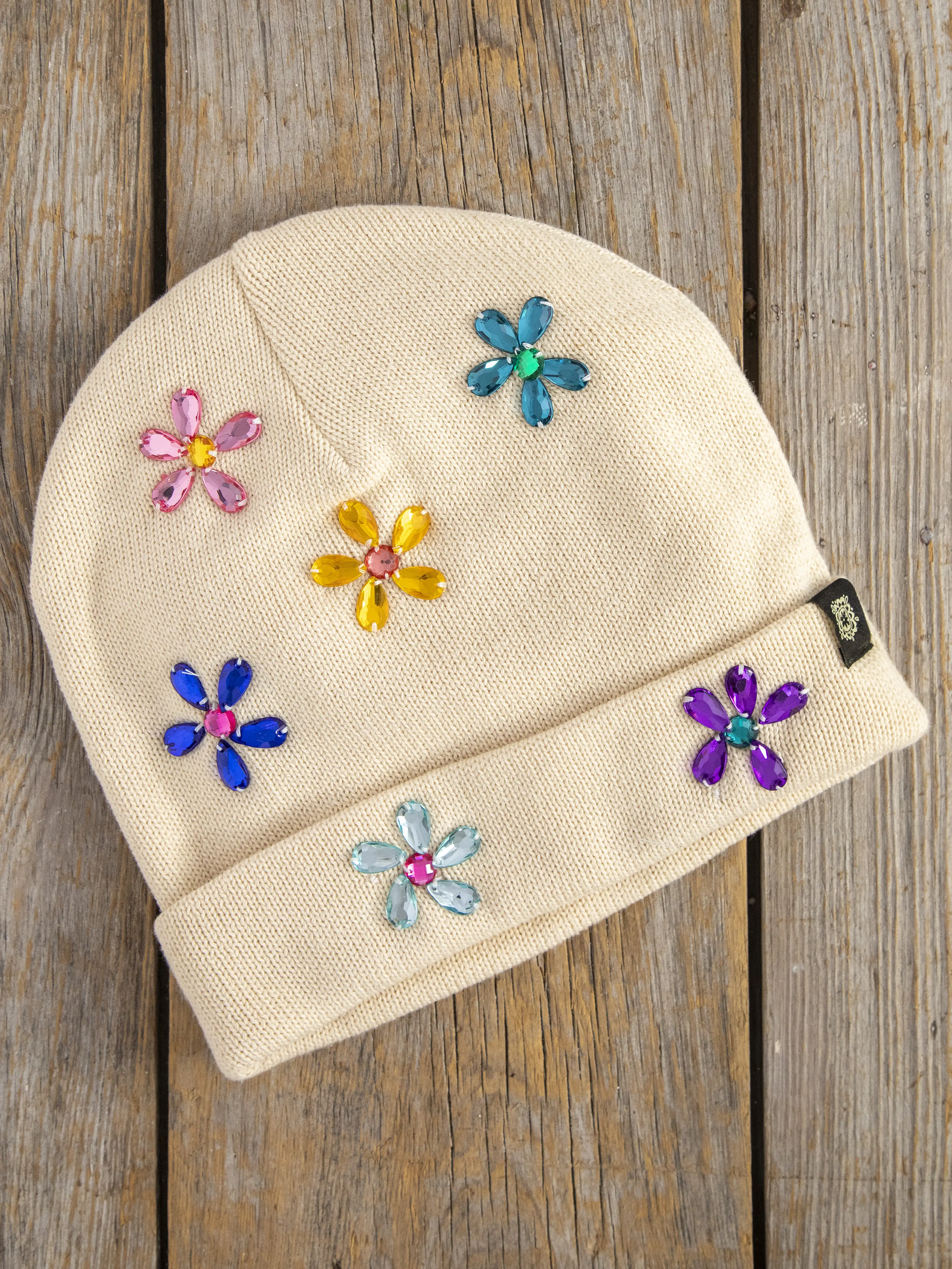 Jeweled Beanie - Cream