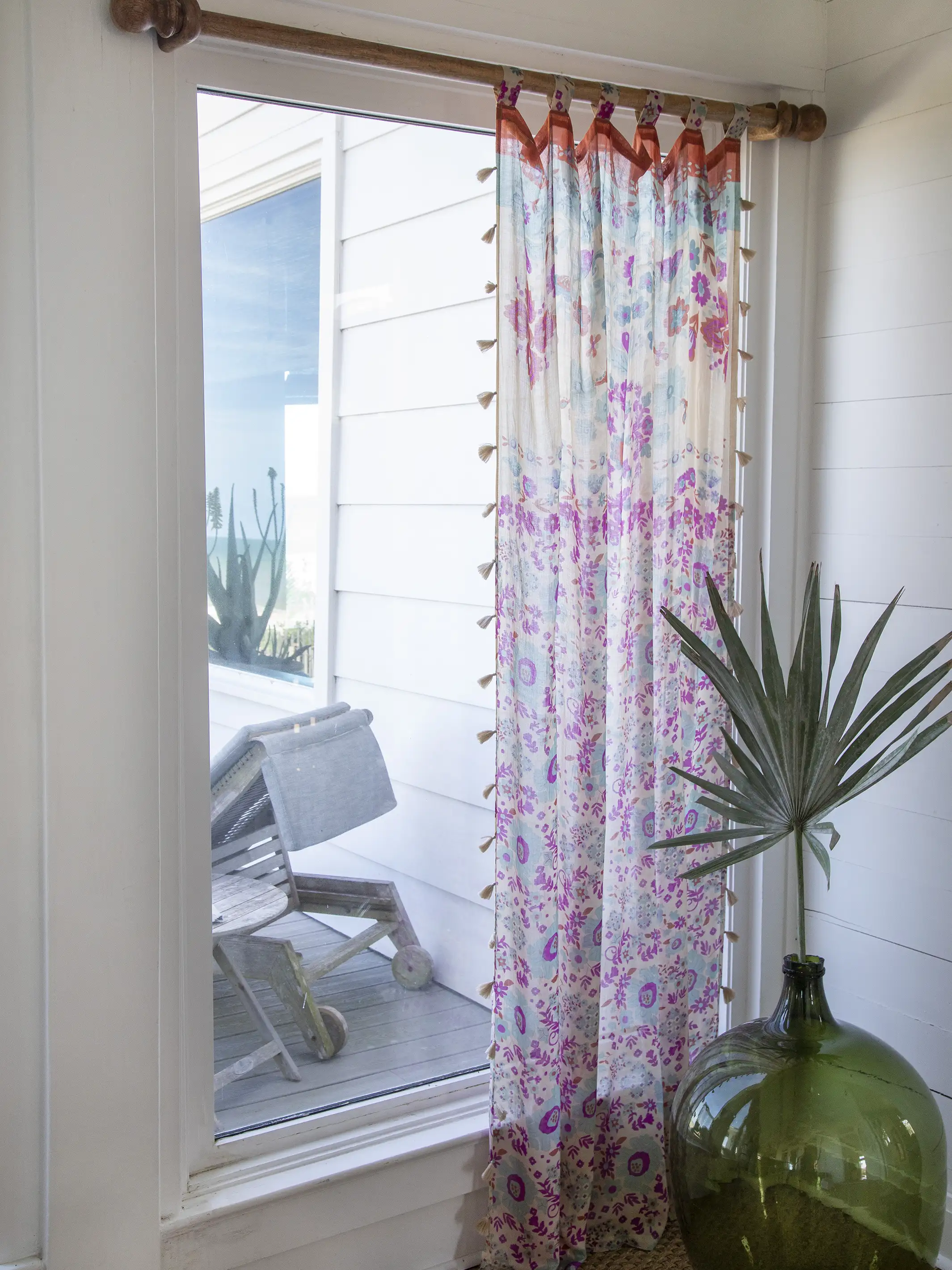 Printed Curtain Panel - Fuchsia Motif